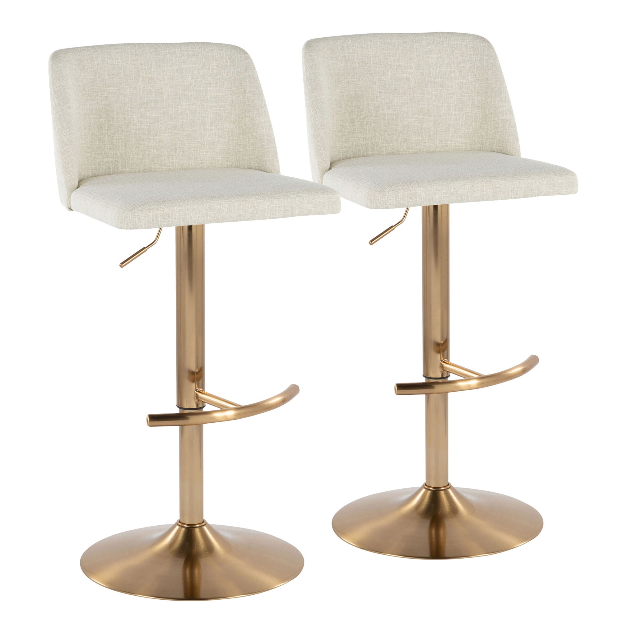 Toriano - Contemporary Adjustable Barstool Swivel With Rounded T Footrest (Set of 2) - Best Buy Furniture