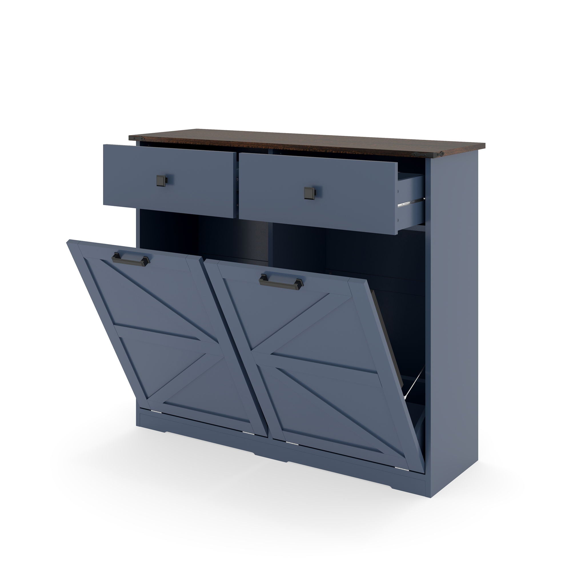 Double Tilt Out Trash Cabinet With Hideaway Drawer And Barn Door Style - Best Buy Furniture