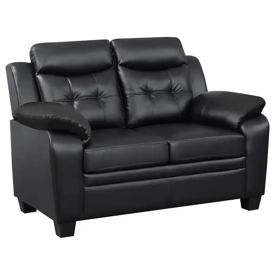 Finley - Upholstered Padded Arm Tufted Loveseat - Black - Best Buy Furniture