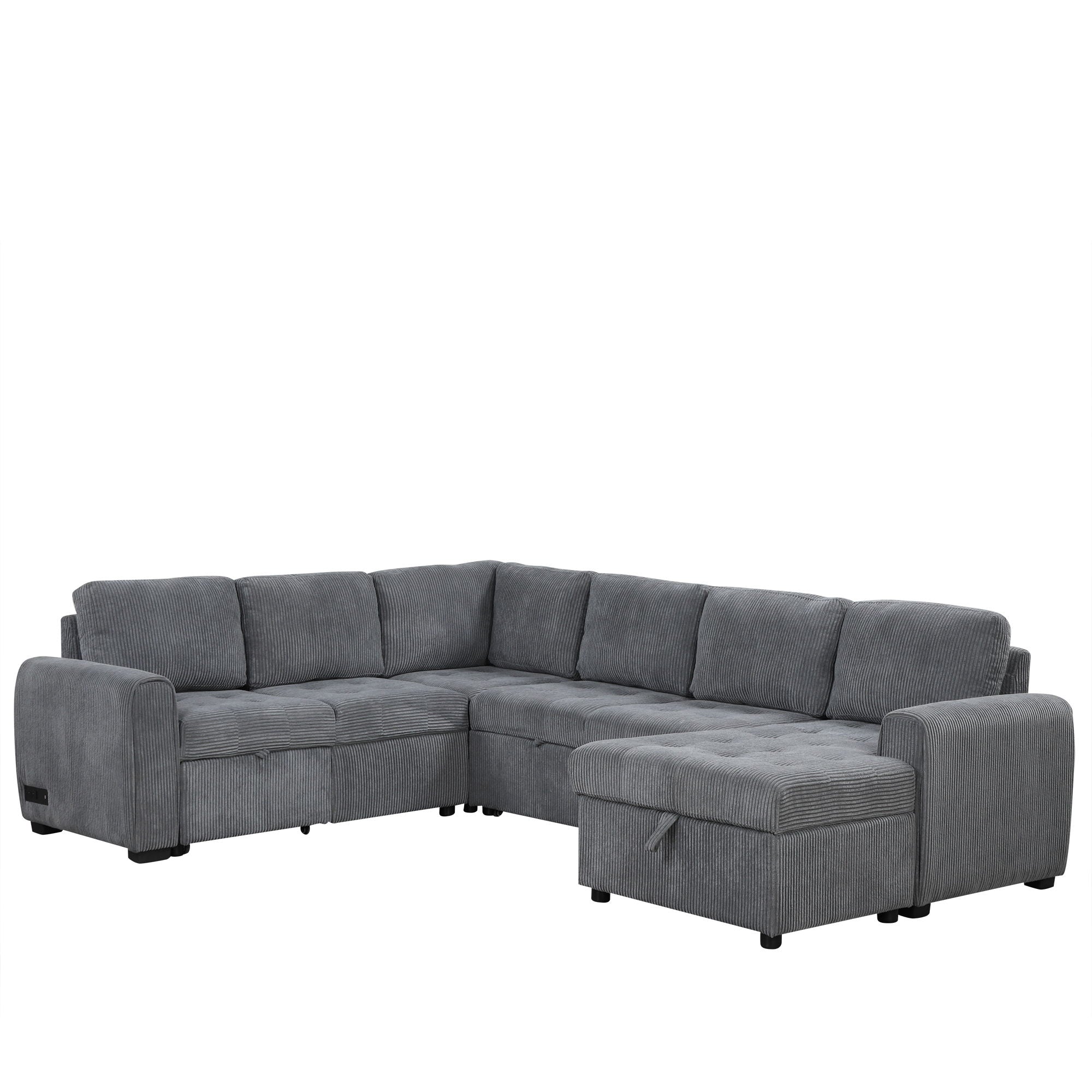 U-Shaped Sofa Sectional Sofa Pull-Out Sofa Bed With A Storage Chaise Lounge, Charging Devices For Living Room - Best Buy Furniture