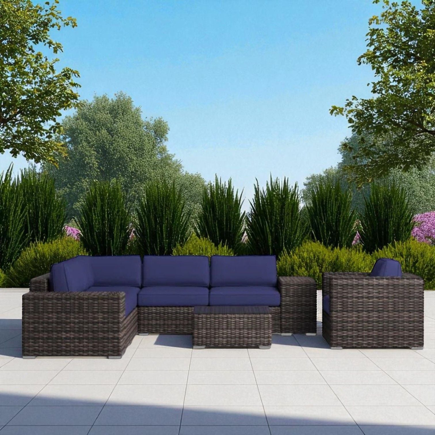Wicker Seating Group Set With Table And Cushions - Best Buy Furniture