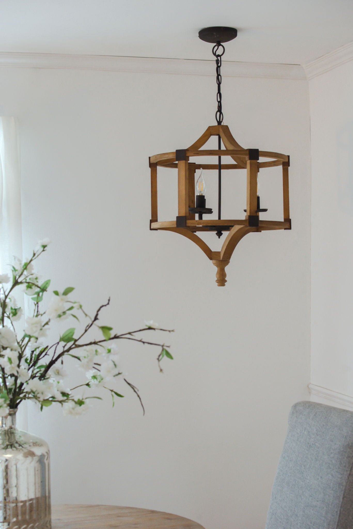 3 Light Wood Drum Chandelier, Hanging Light Fixture With Adjustable Chain For Kitchen, Bulb Not Included - Brown - Best Buy Furniture