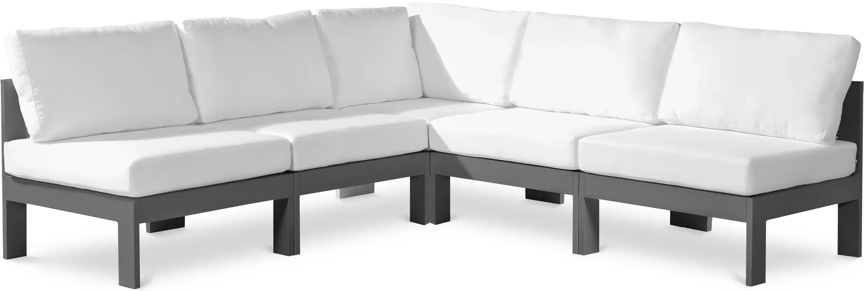 Nizuc - Outdoor Patio 5 Piece Modular Sectional With Gray Frame - Best Buy Furniture