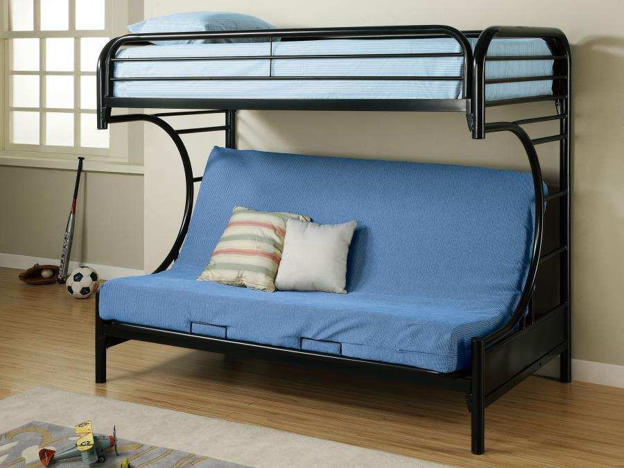 Montgomery - Metal Twin Over Futon Bunk Bed - Black - Best Buy Furniture