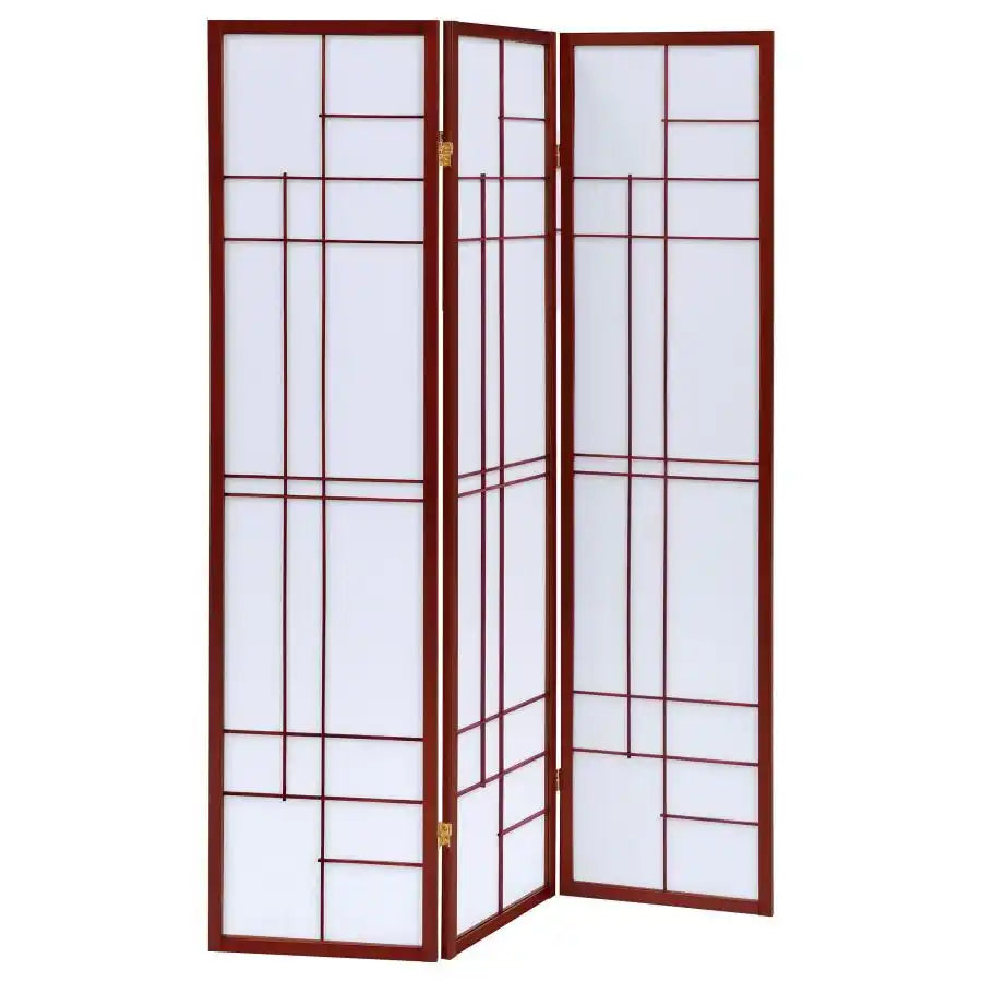 Katerina - 3-Panel Room Divider Folding Shoji Screen - Cherry - Best Buy Furniture