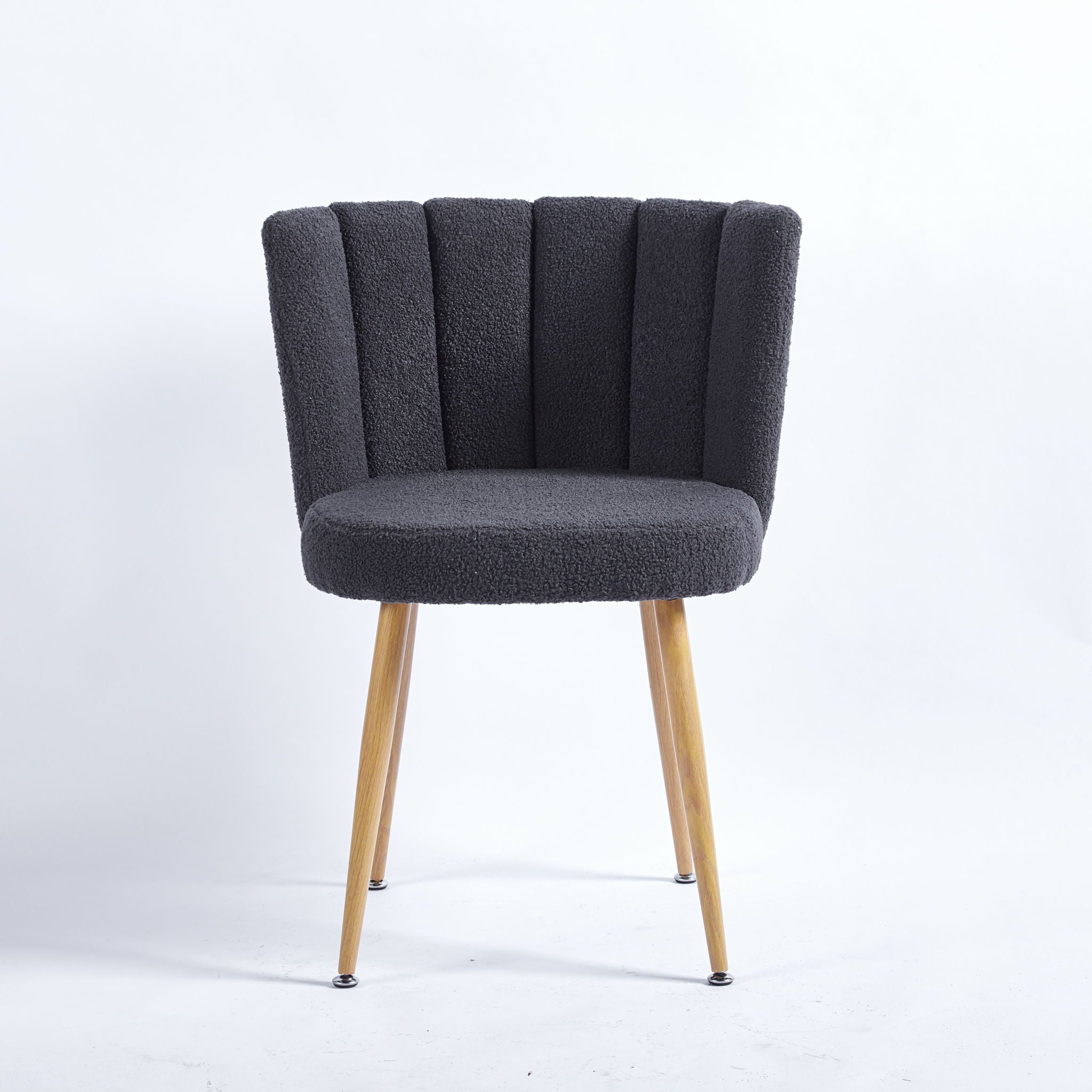 Modern Dining Chair (Set of 2) With Iron Tube Wood Color Legs, Shorthair Cushions And Comfortable Backrest, Suitable For Dining Room, Living Room, Cafe, Simple Structure - Best Buy Furniture