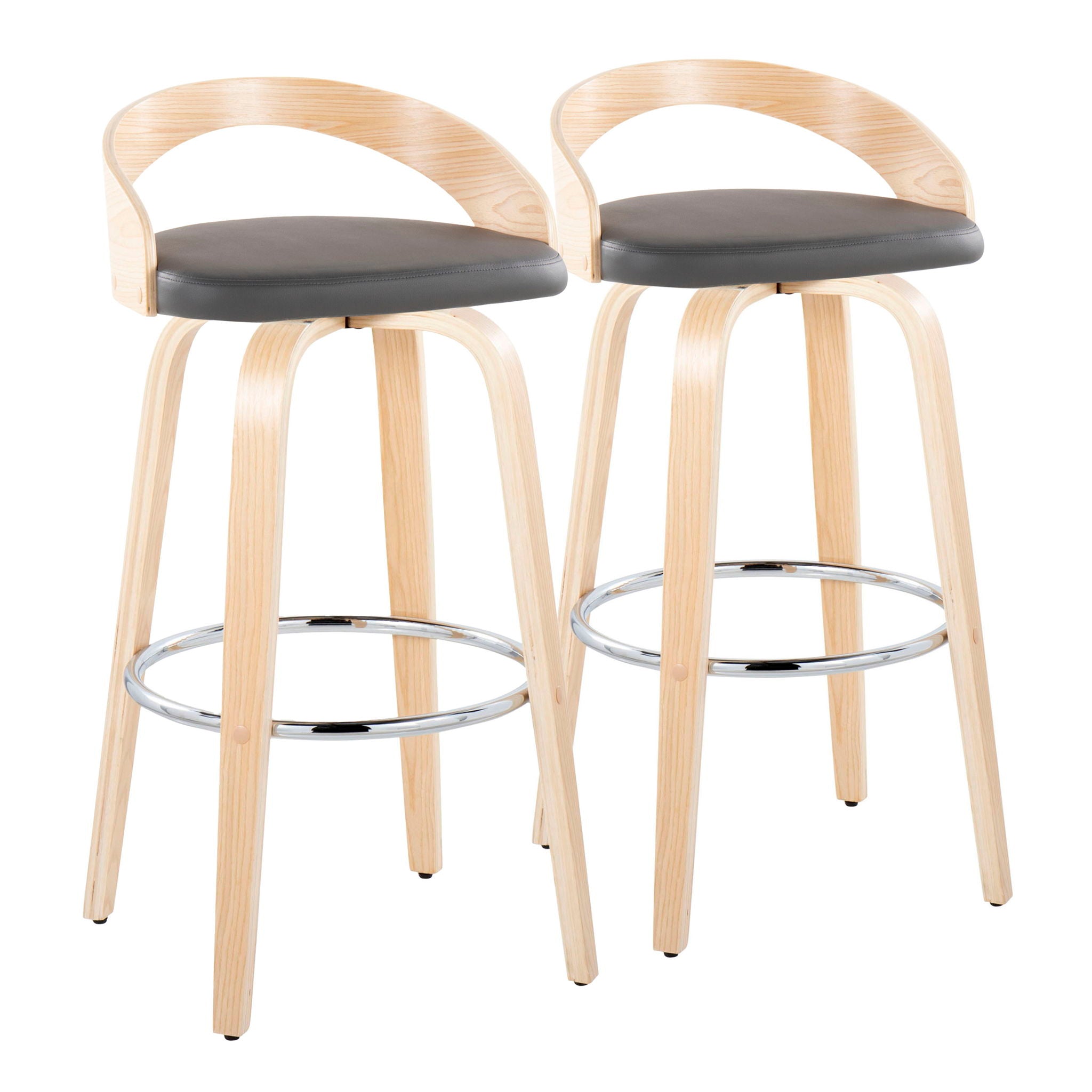 Grotto - Contemporary Fixed-Height Barstool With Swivel With Round Footrest (Set of 2) - Best Buy Furniture