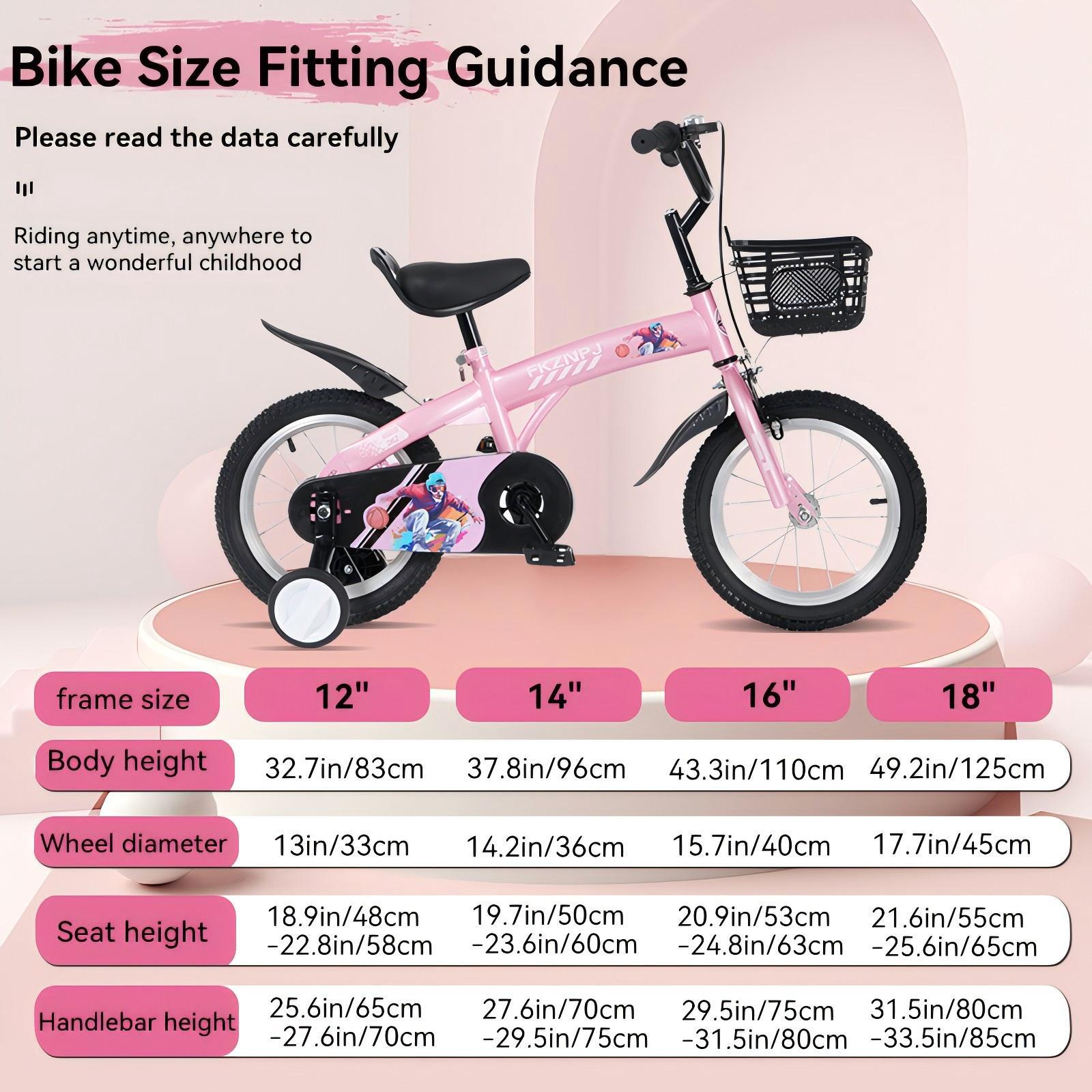 Fkznpj - 16" Sporty Kids Bike With Training Wheels And Stand Adjustable Saddle Suitable For Boys And Girls Aged 4 - 8 Years Tall Height 41 - 46" Available In A Variety Of Colors - Best Buy Furniture