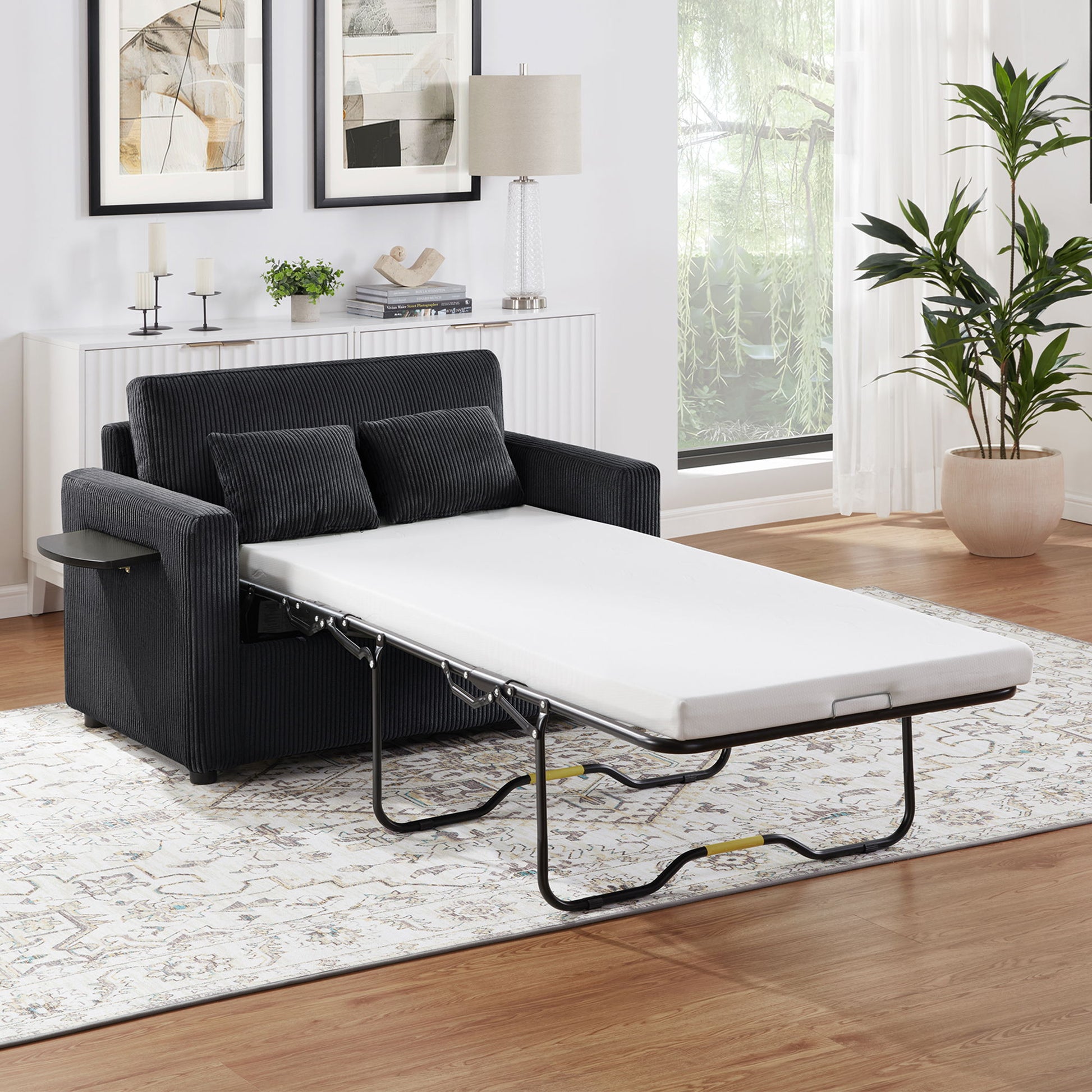 Sleeper Sofa With Foldable Mattress, USB Ports, Side Table & Storage Pocket - Best Buy Furniture