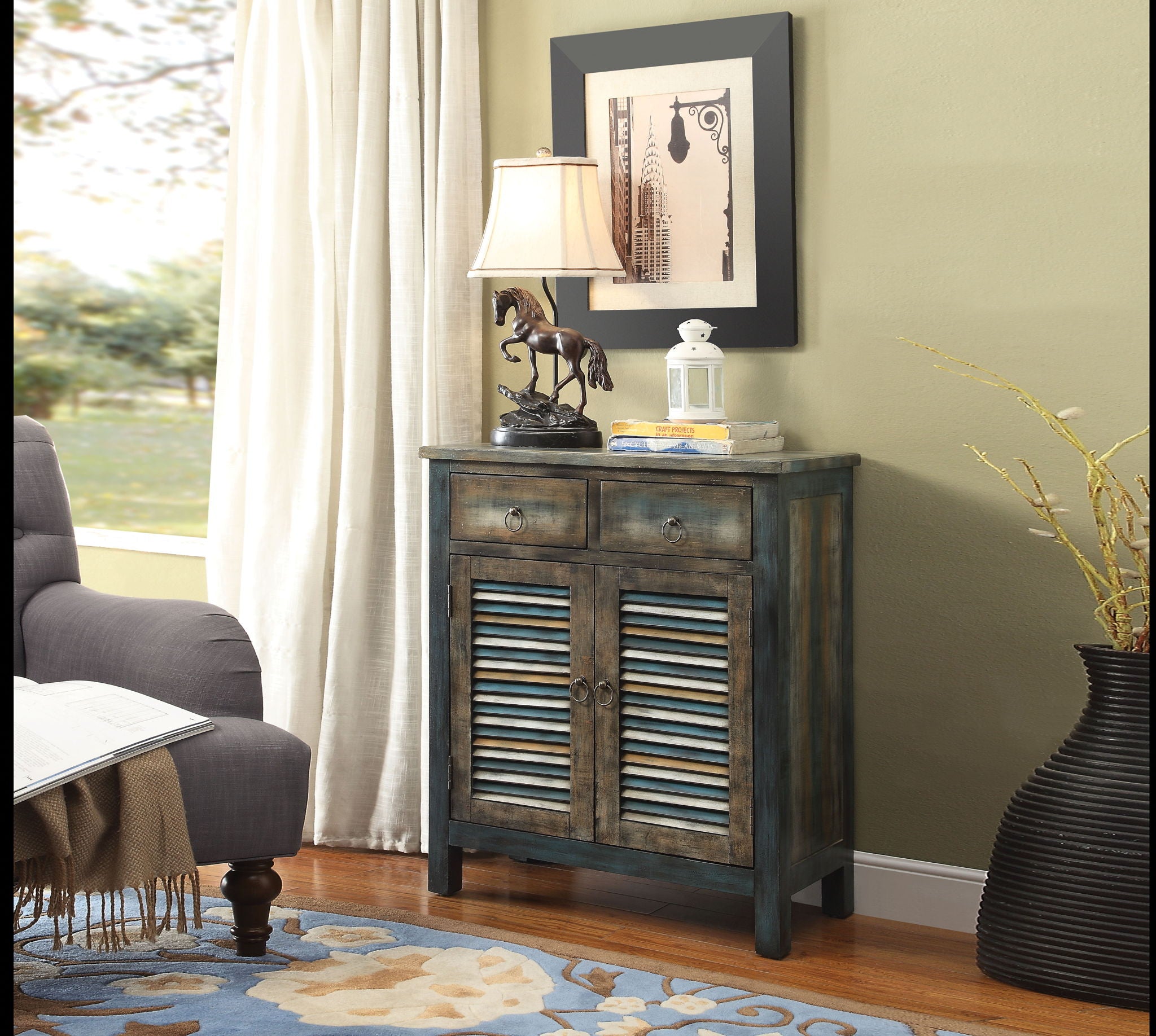 Glancio - Anqtique Console Cabinet - Oak - Best Buy Furniture