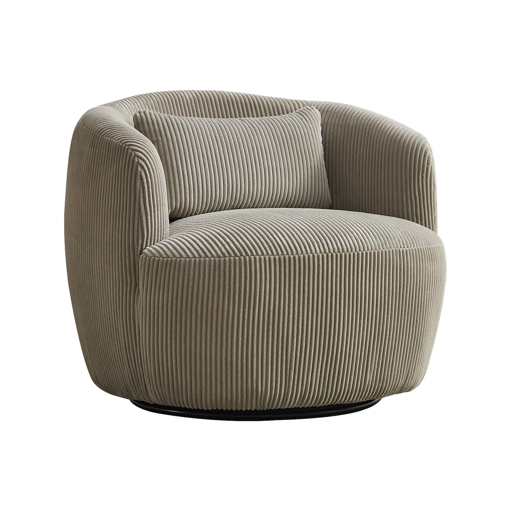 Wide Upholstered Corduroy 360° Swivel Barrel Soft Chair With Pillow - Best Buy Furniture
