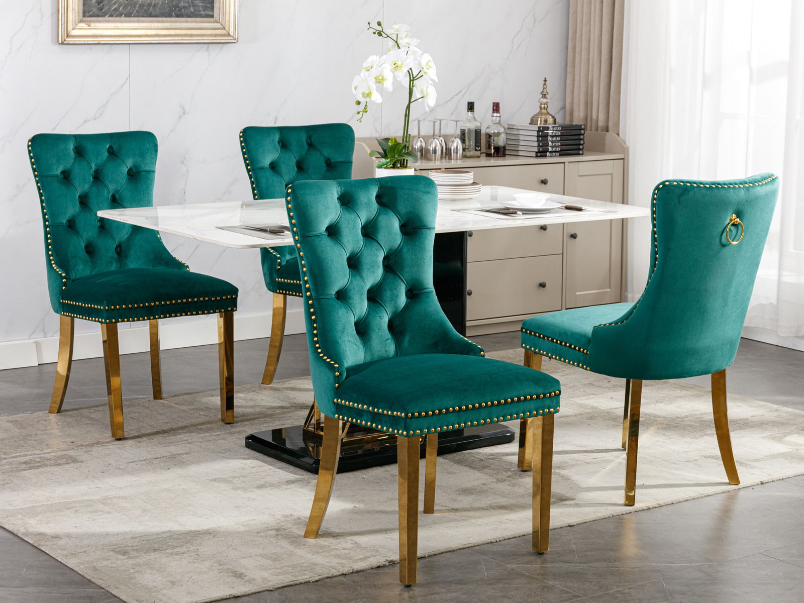 Nikki - Modern, High-End Tufted Solid Wood Contemporary Velvet Upholstered Dining Chair With Golden Stainless Steel Plating Legs, Nailhead Trim (Set of 2) - Best Buy Furniture