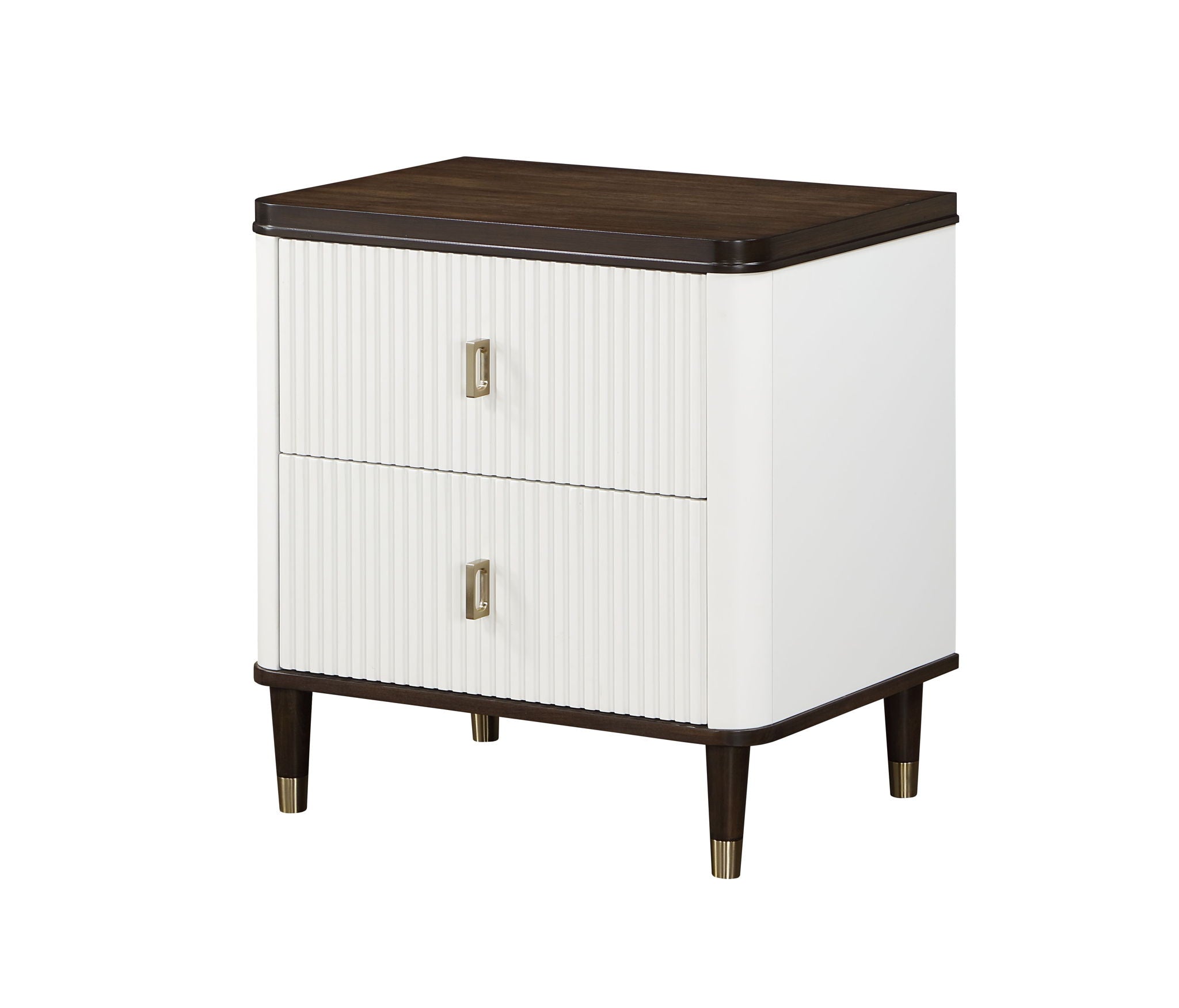Carena - Night Stand With USB - White / Walnut - Best Buy Furniture