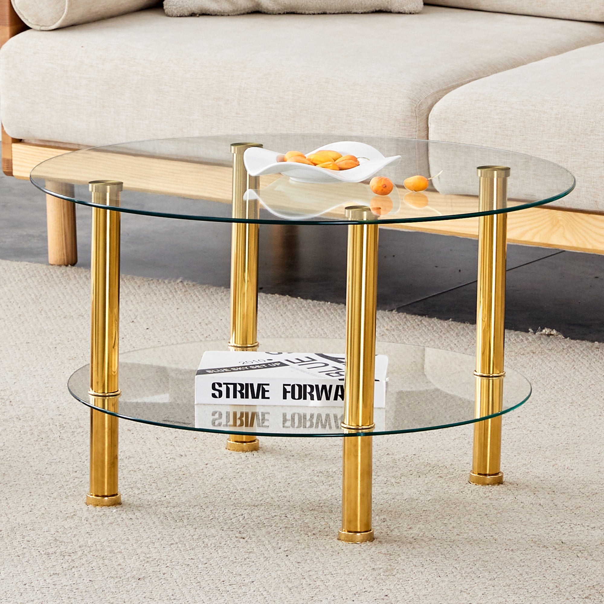 Contemporary Minimalist Double Layer Tempered Glass Coffee Table - Best Buy Furniture