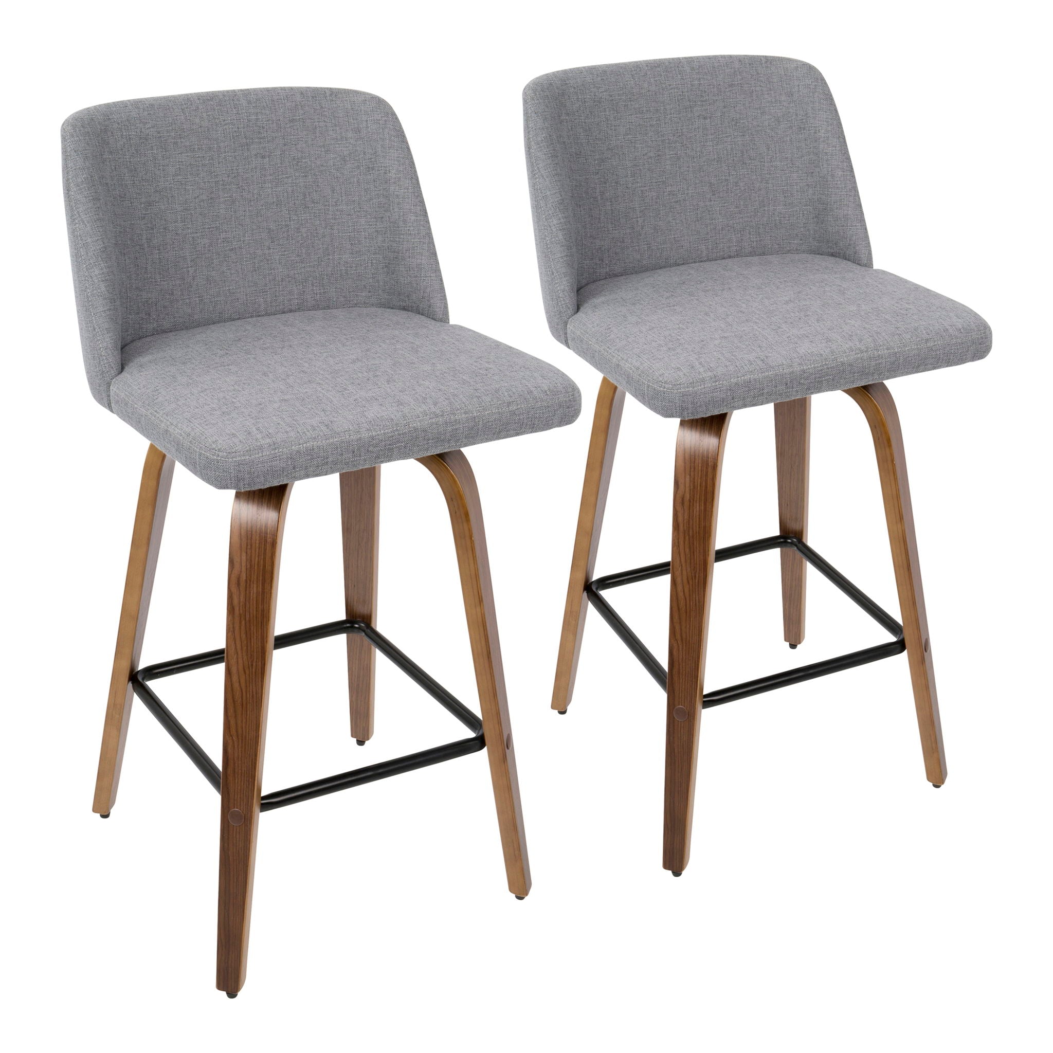 Toriano - Mid Century Modern Fixed Height Counter Stool & Square Footrest (Set of 2) - Best Buy Furniture
