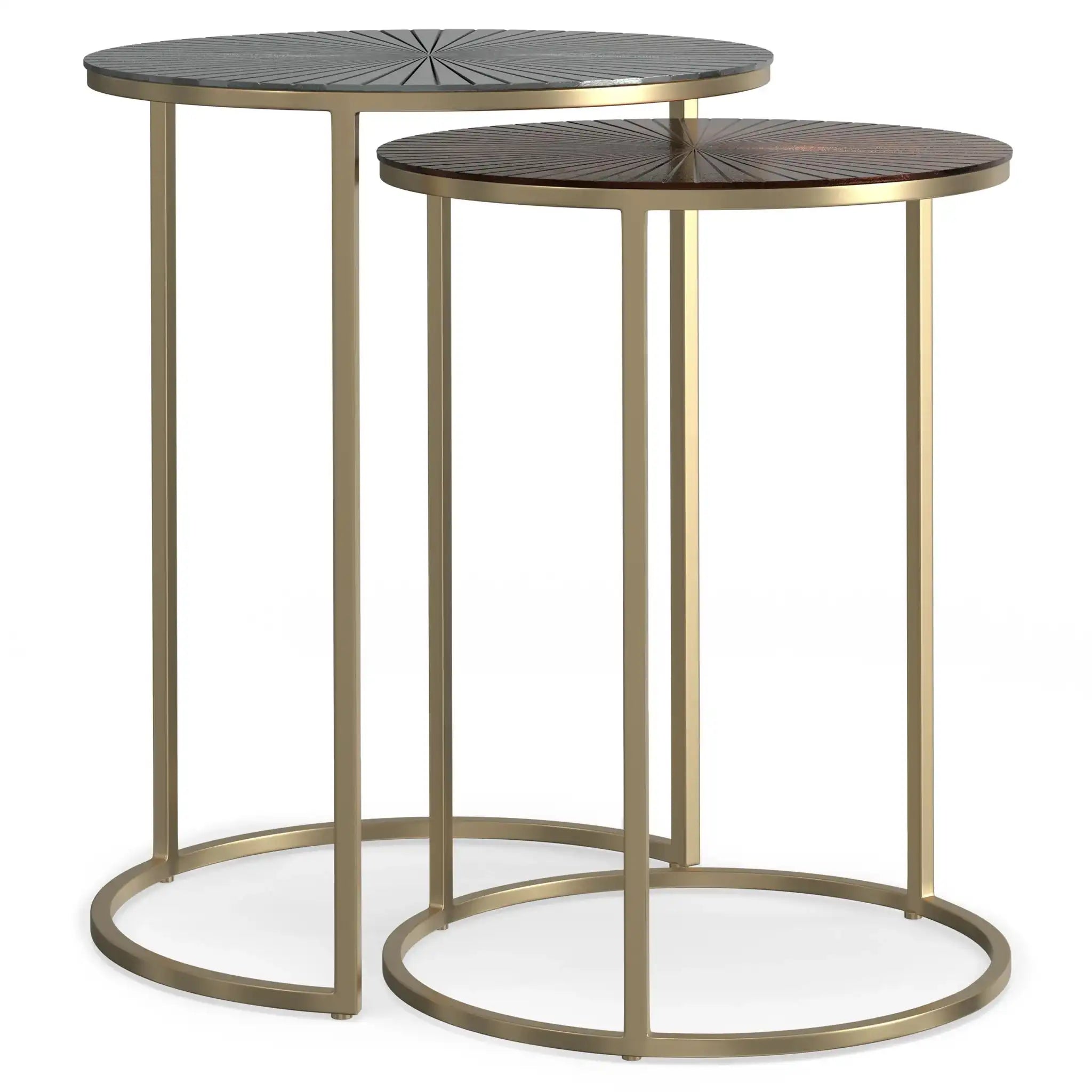 Drake - 2 Piece Nesting Table - Antique Nickel / Antique Copper - Best Buy Furniture