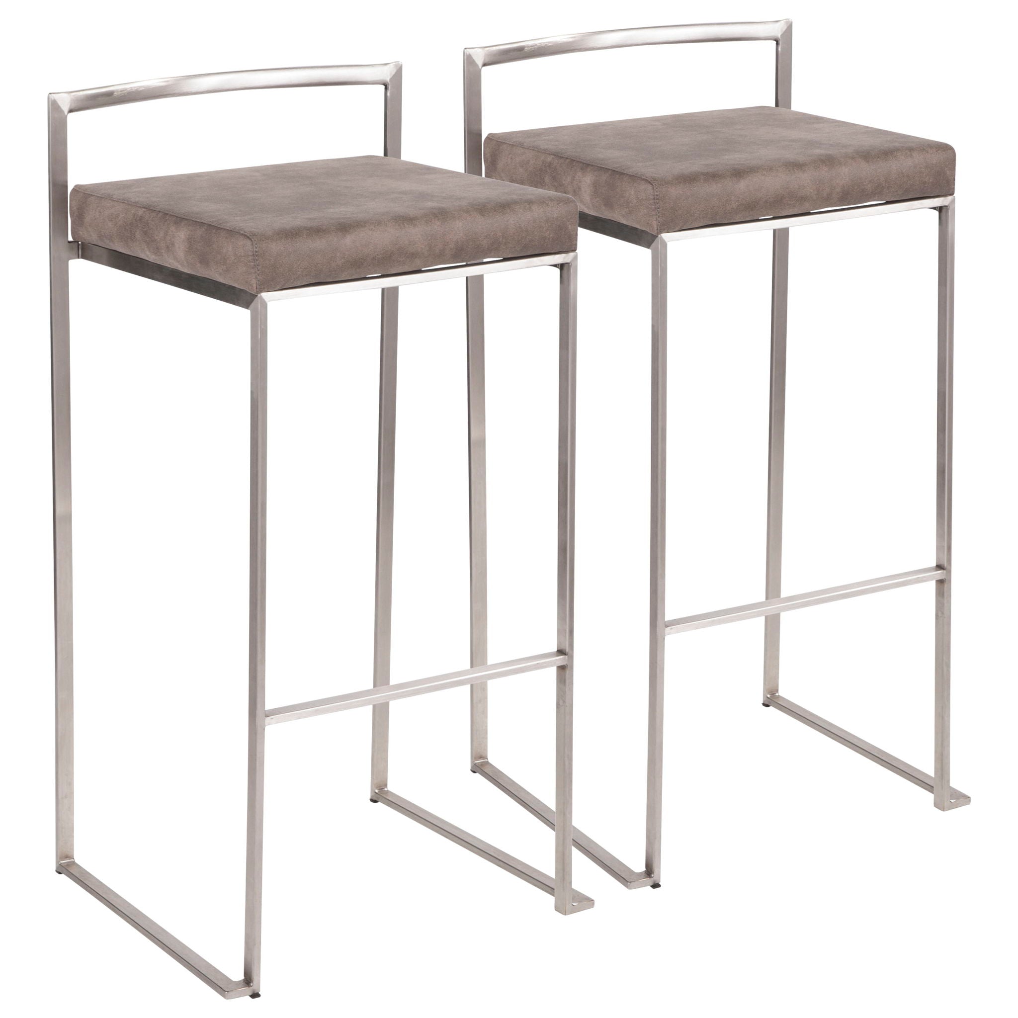 Fuji - Contemporary Stackable Counter Stool (Set of 2) - Stone - Best Buy Furniture