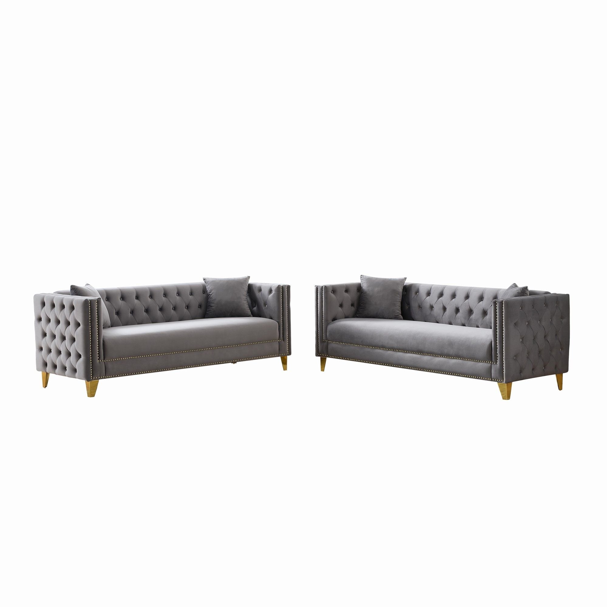 Deep Seat Sofa With Button Nailhead, Square Arm Couches - Best Buy Furniture