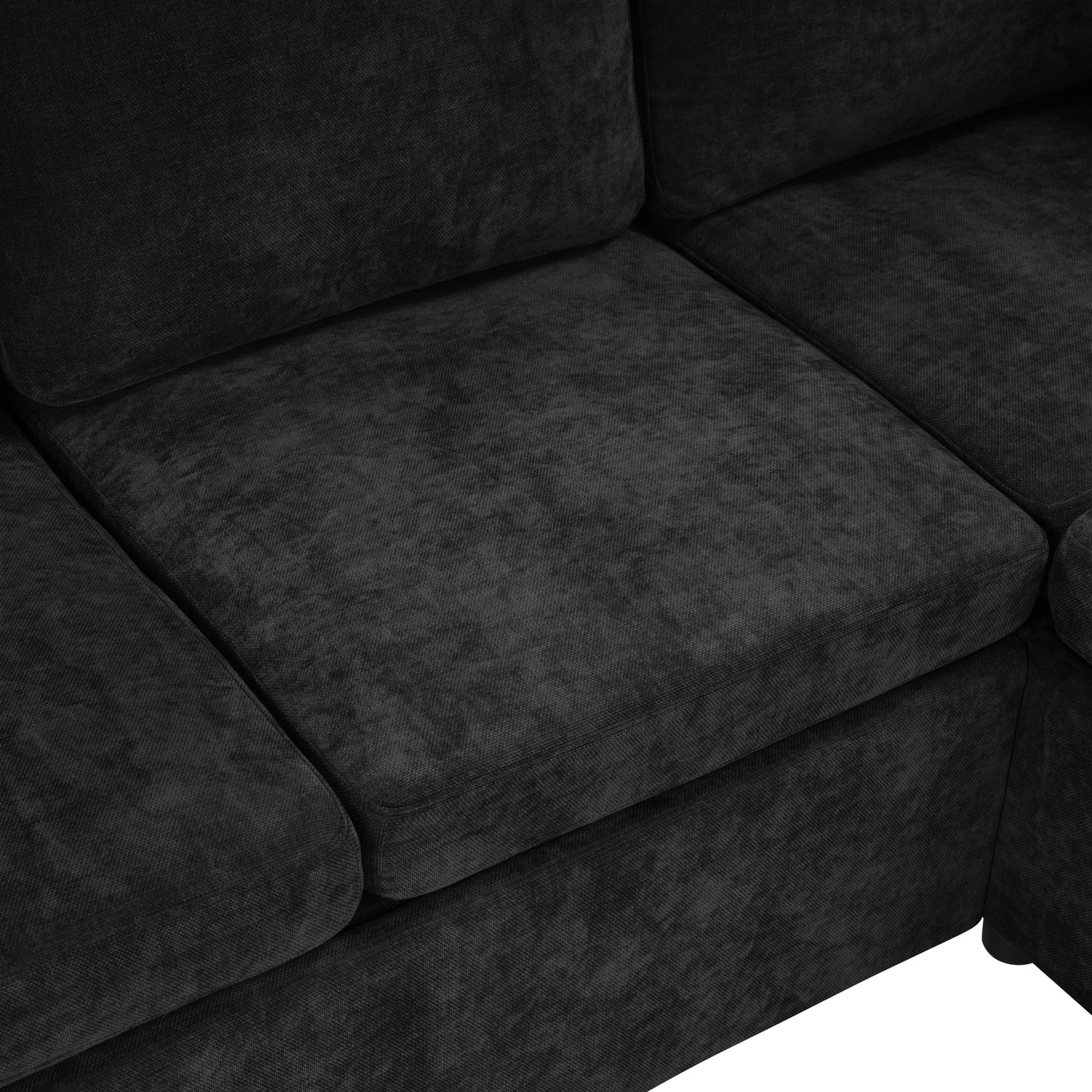Modern L Shaped Sectional Sofa Bed With Hidden Storage Chenille Upholstery