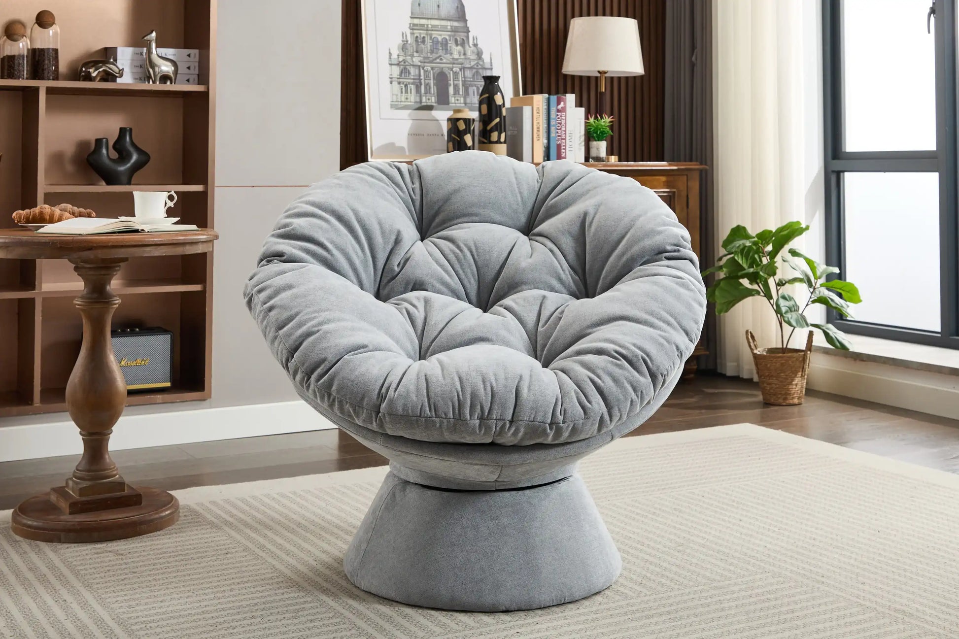 Papasan Oversized Swivel Accent Chair 360 Swivel Barrel Chair - Best Buy Furniture