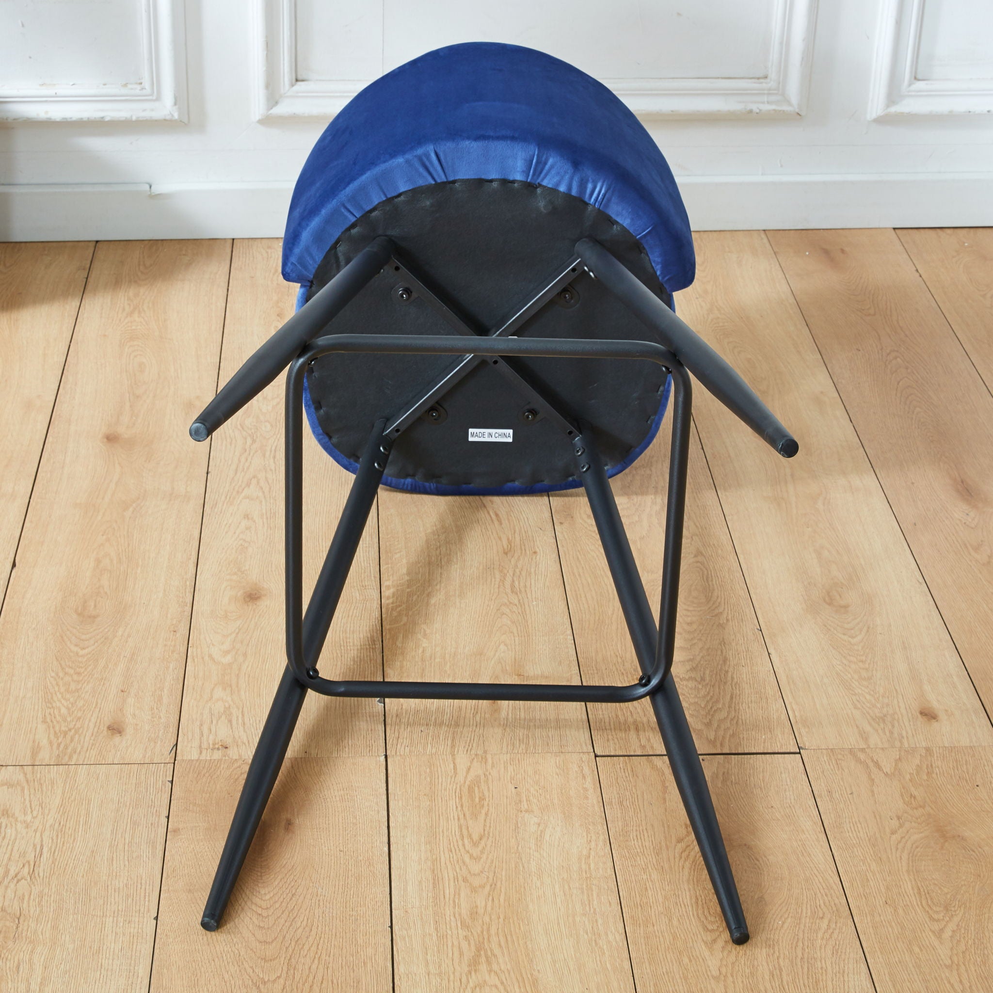 Bar Stool (Set of 2) Modern Counter Bar Height Chair With Back, Sturdy Metal Legs & Footrests, Island Stool For Kitchen Bar - Blue - Best Buy Furniture