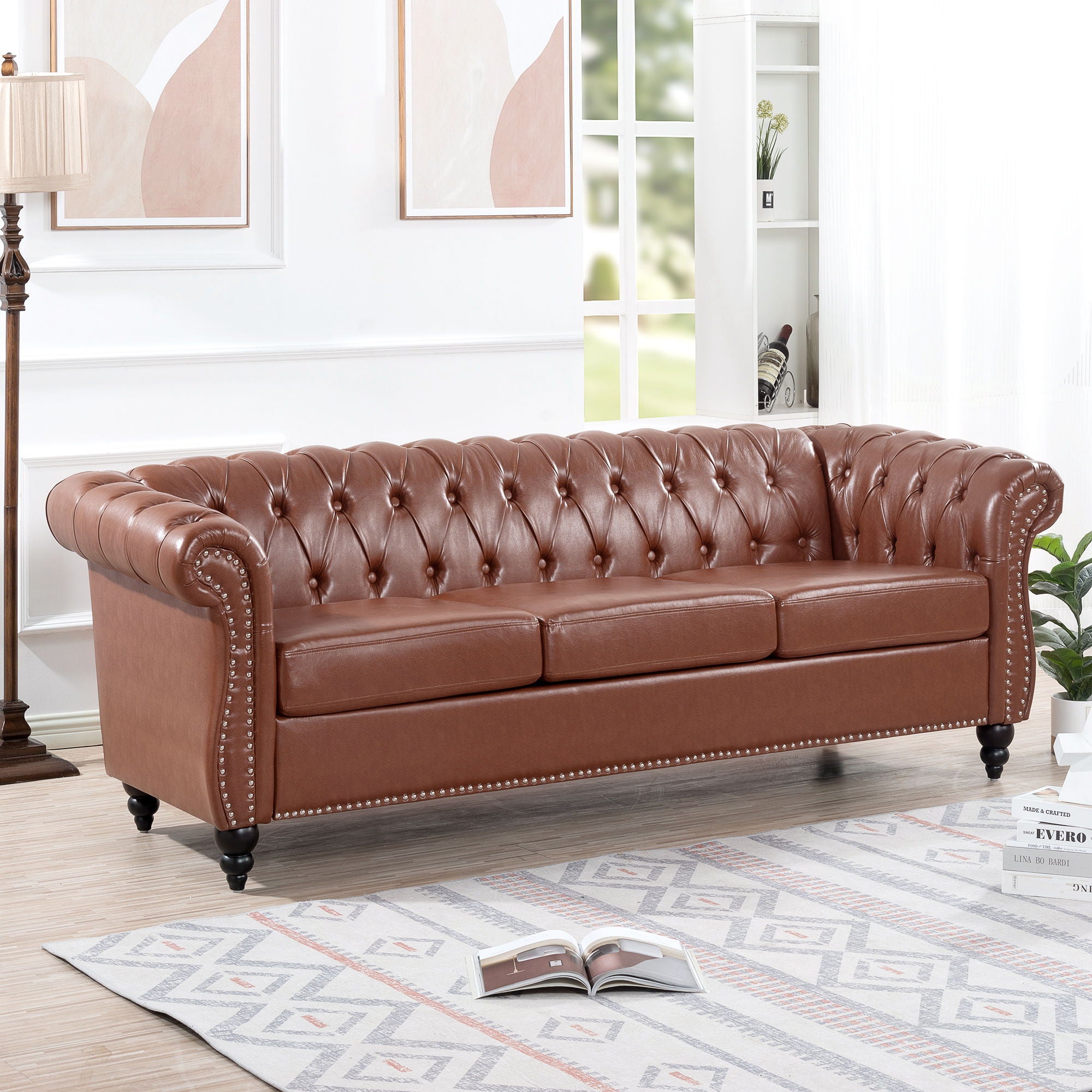 Rolled Arm Chesterfield 3 Seater Sofa - Best Buy Furniture