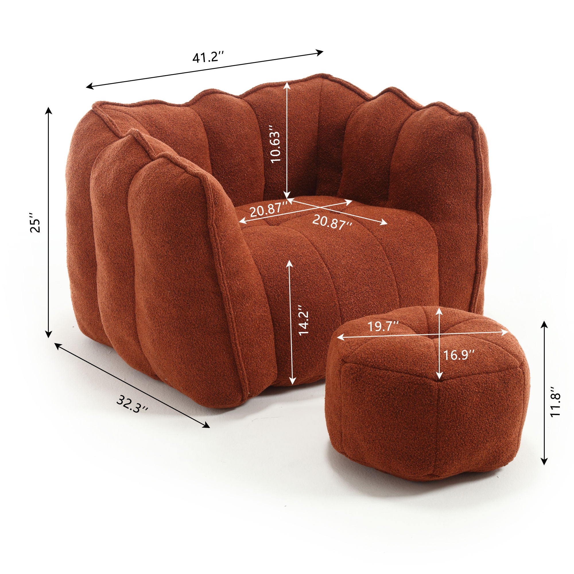 Soft Chenille Bean Bag Chair With High Resilient Foam - Best Buy Furniture