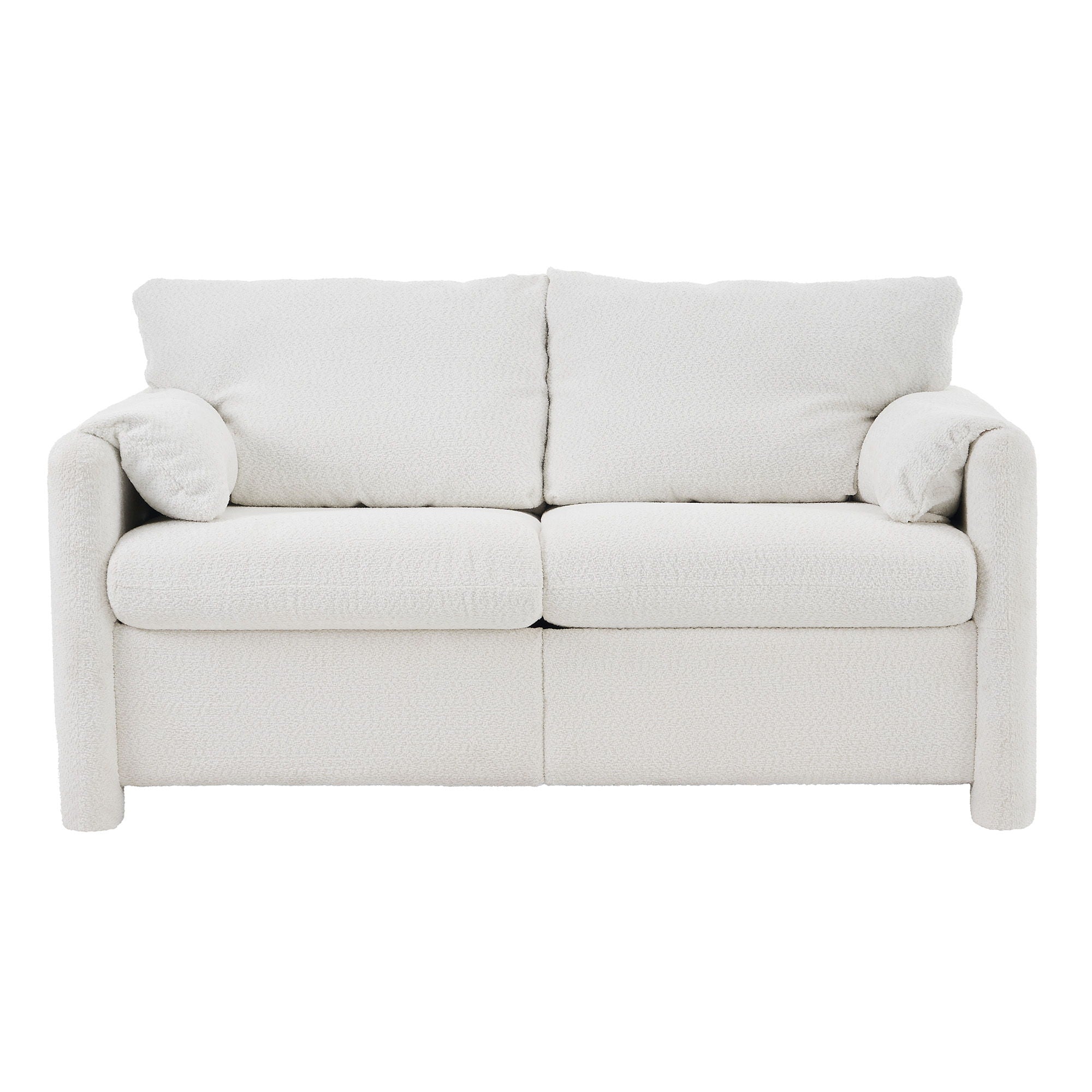 Modern Loveseat Sofa 2 Seater Plush Chenille Fabric Couch With High Density Foam Cushions - Ivory White - Best Buy Furniture