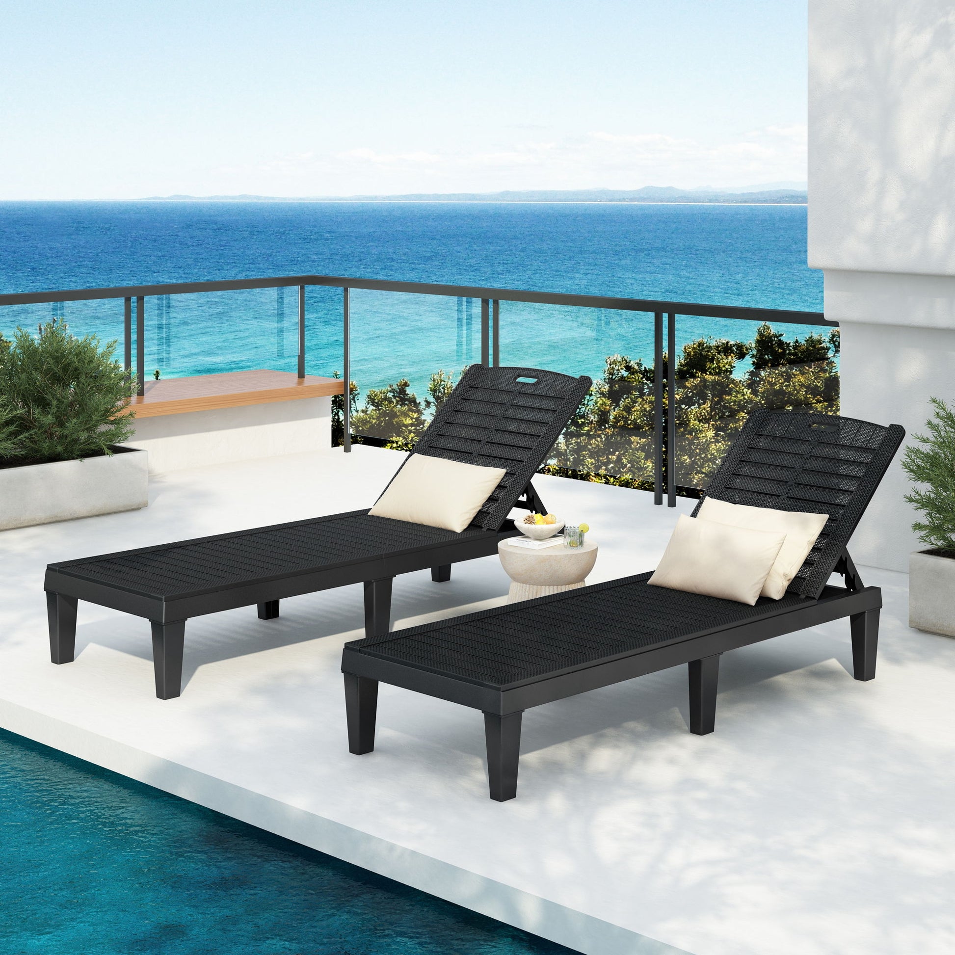 2 Piece Outdoor Chaise Lounges With Adjustable Backrest - Best Buy Furniture