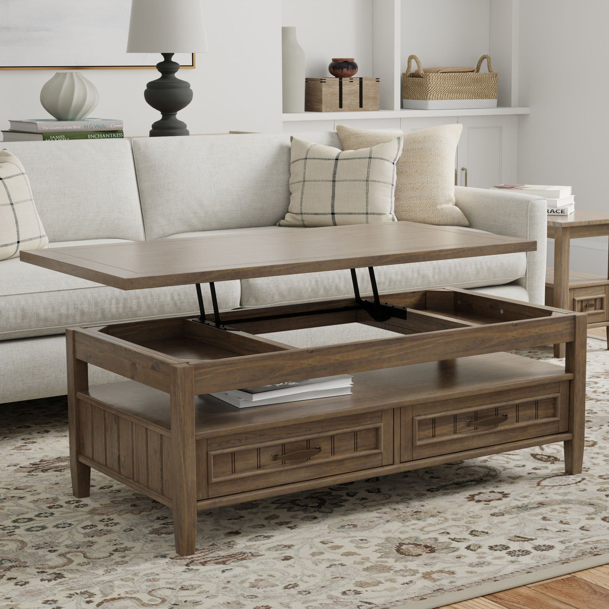 Lev - Lift Top Coffee Table - Smoky Brown - Best Buy Furniture