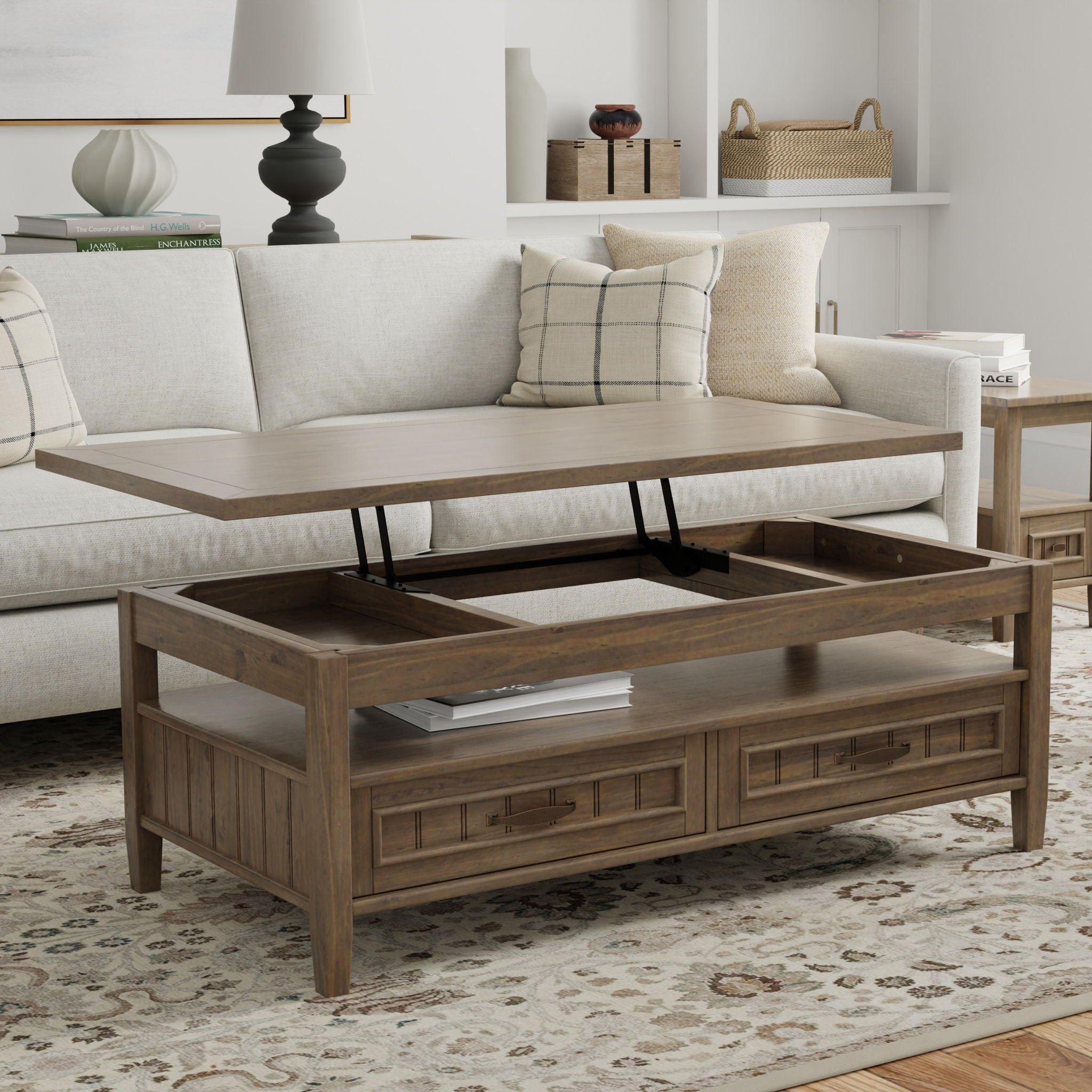 Lev - Lift Top Coffee Table - Smoky Brown - Best Buy Furniture