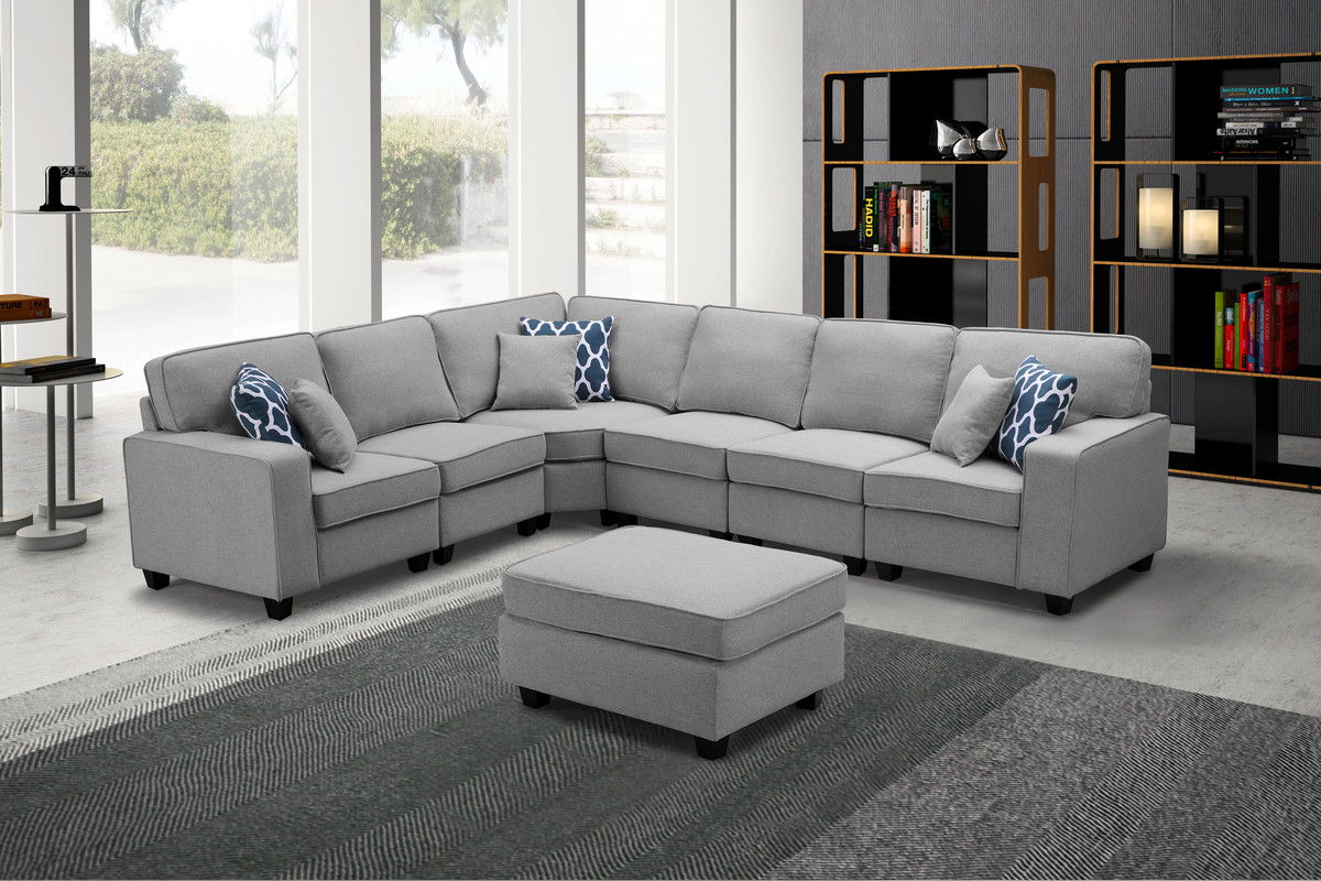 Casanova - 7 Piece Modular L-Shape Sectional Sofa With Ottoman - Best Buy Furniture
