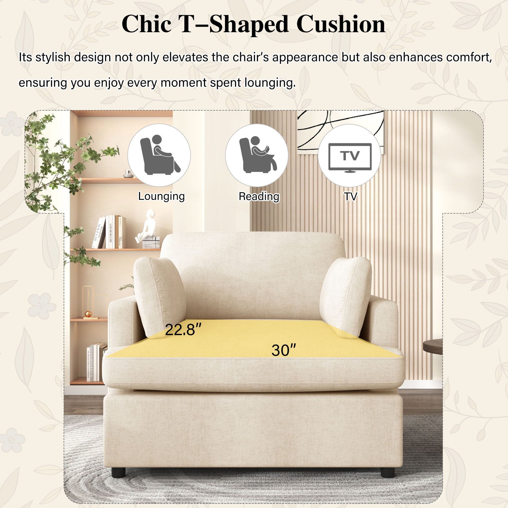 Oversized Accent Chair Comfortable Armrest Cushions, Versatile Neutral Style, Elegant Design, Durable Frame - Best Buy Furniture