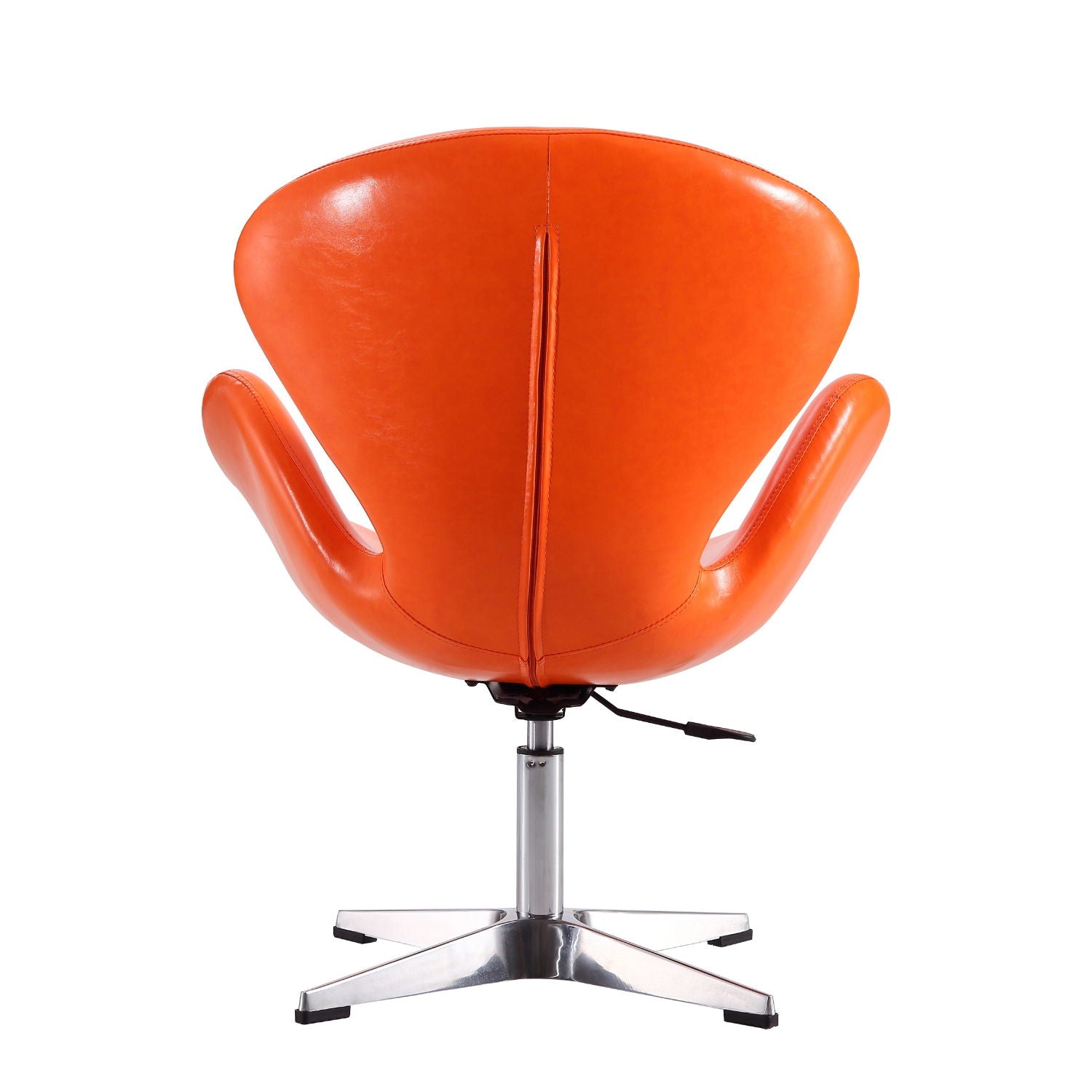 Upholstered Swivel Lounge Chair With Chrome Base And Adjustable Height - Orange