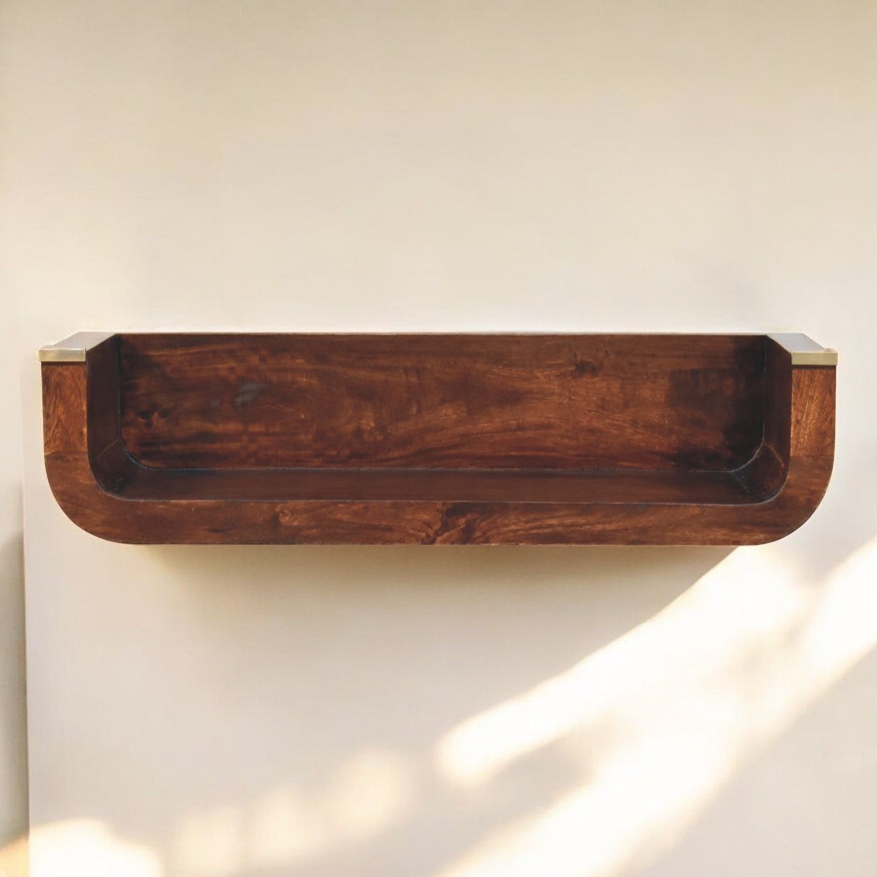 Indira Floating Console Table - Walnut - Best Buy Furniture