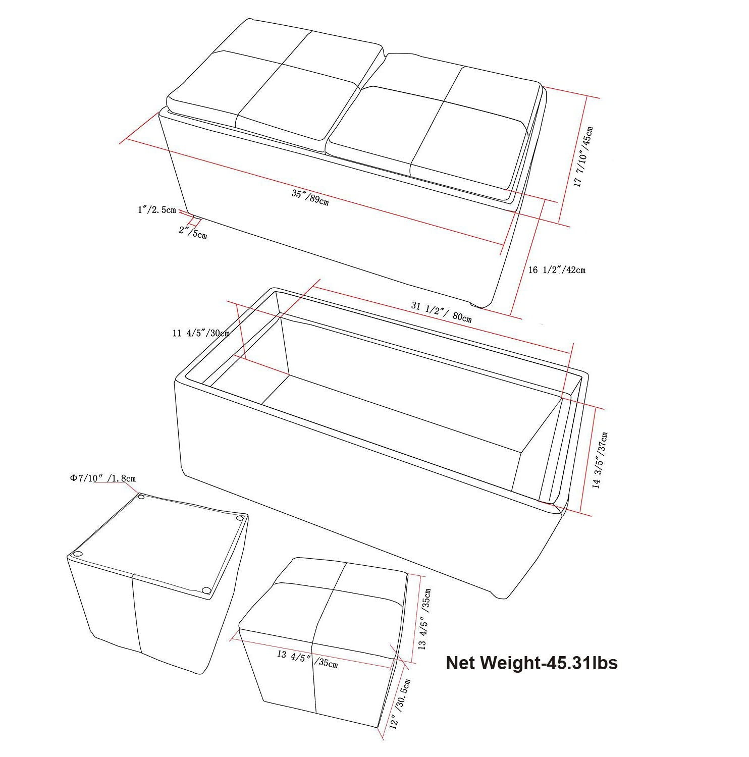 Avalon - 5 Piece Storage Ottoman - Distressed Black - Best Buy Furniture