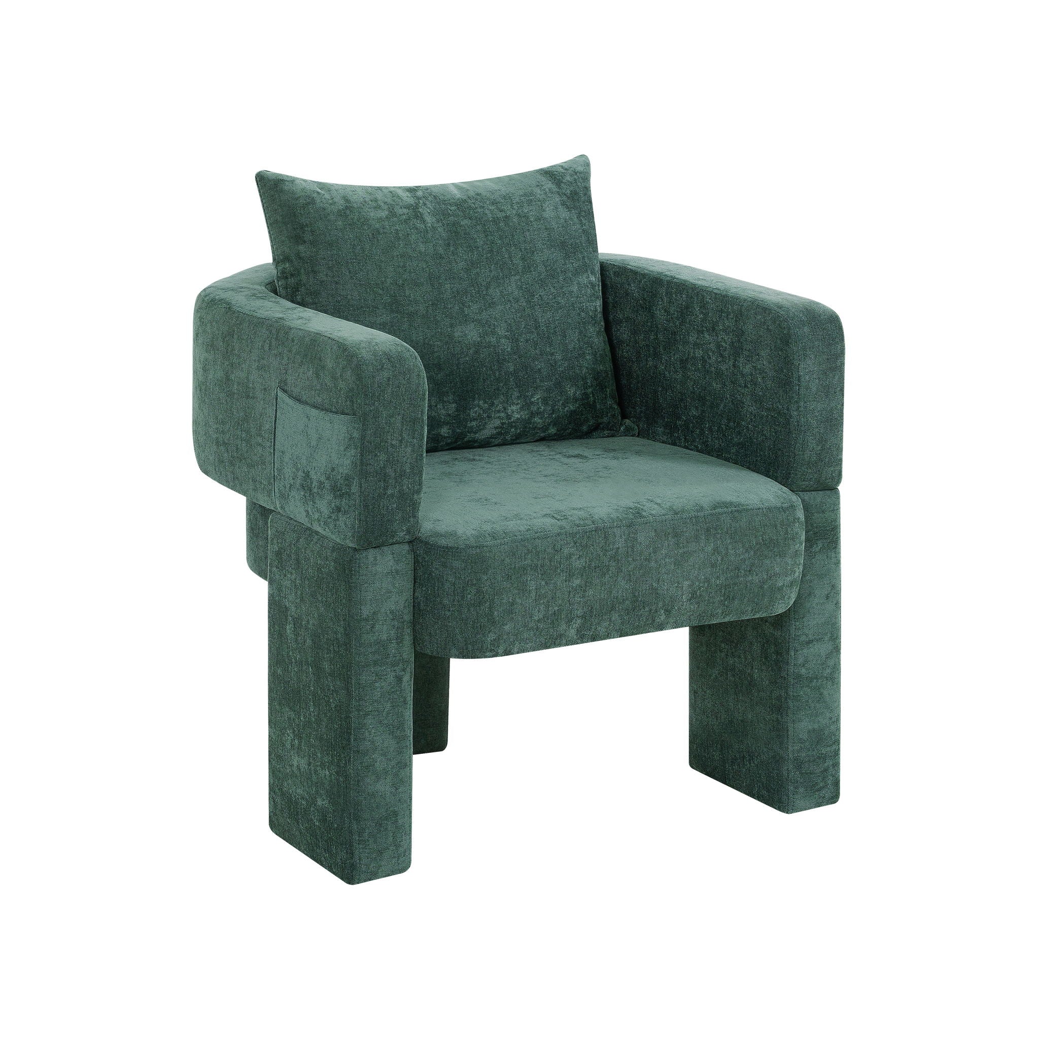 Modern 3 Leg Chenille Accent Chair With Ergonomic Arms & Removable Pillow - Best Buy Furniture