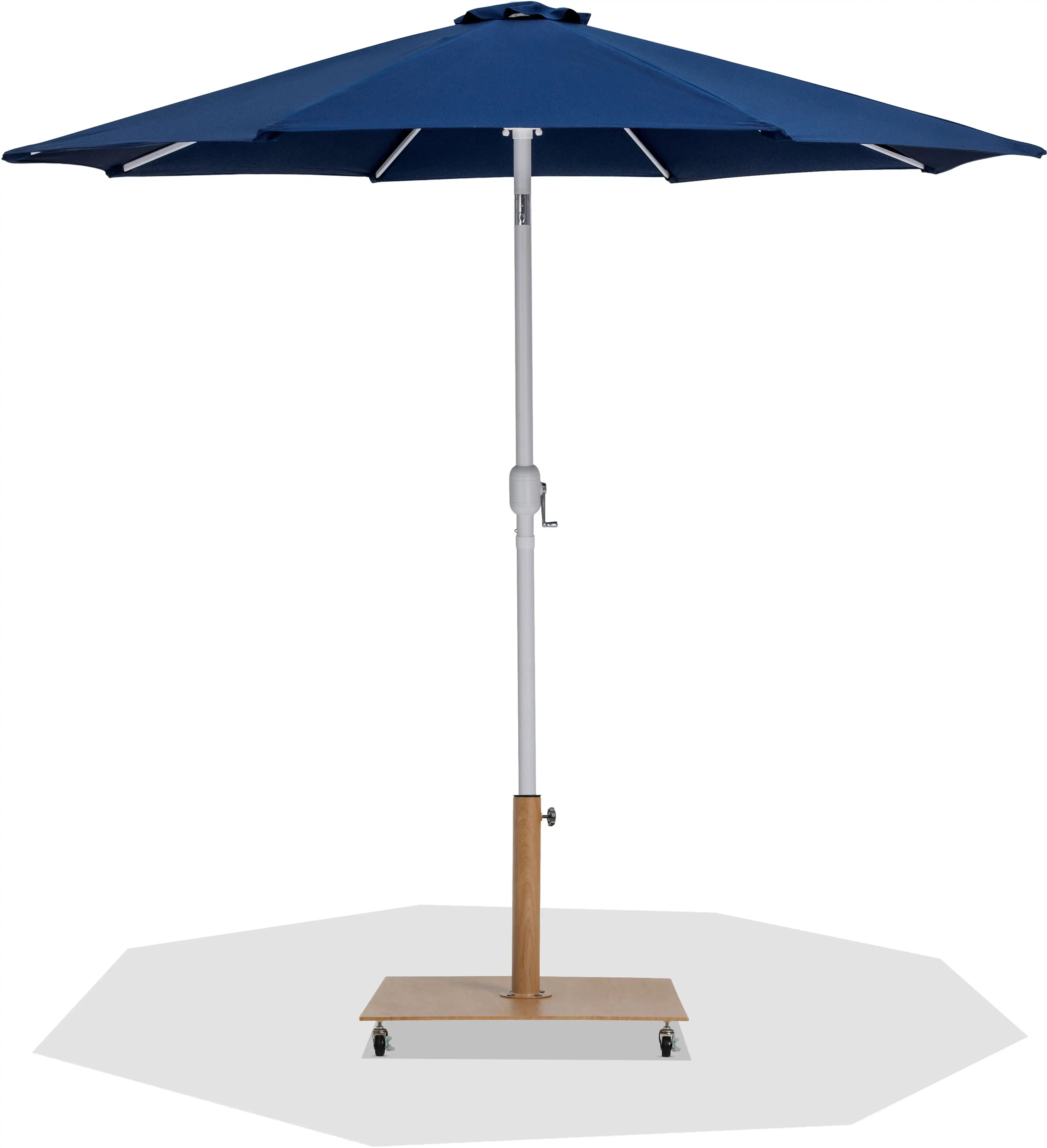 Fiji - Aluminum Patio Umbrella With Square Teak And White Base - Best Buy Furniture