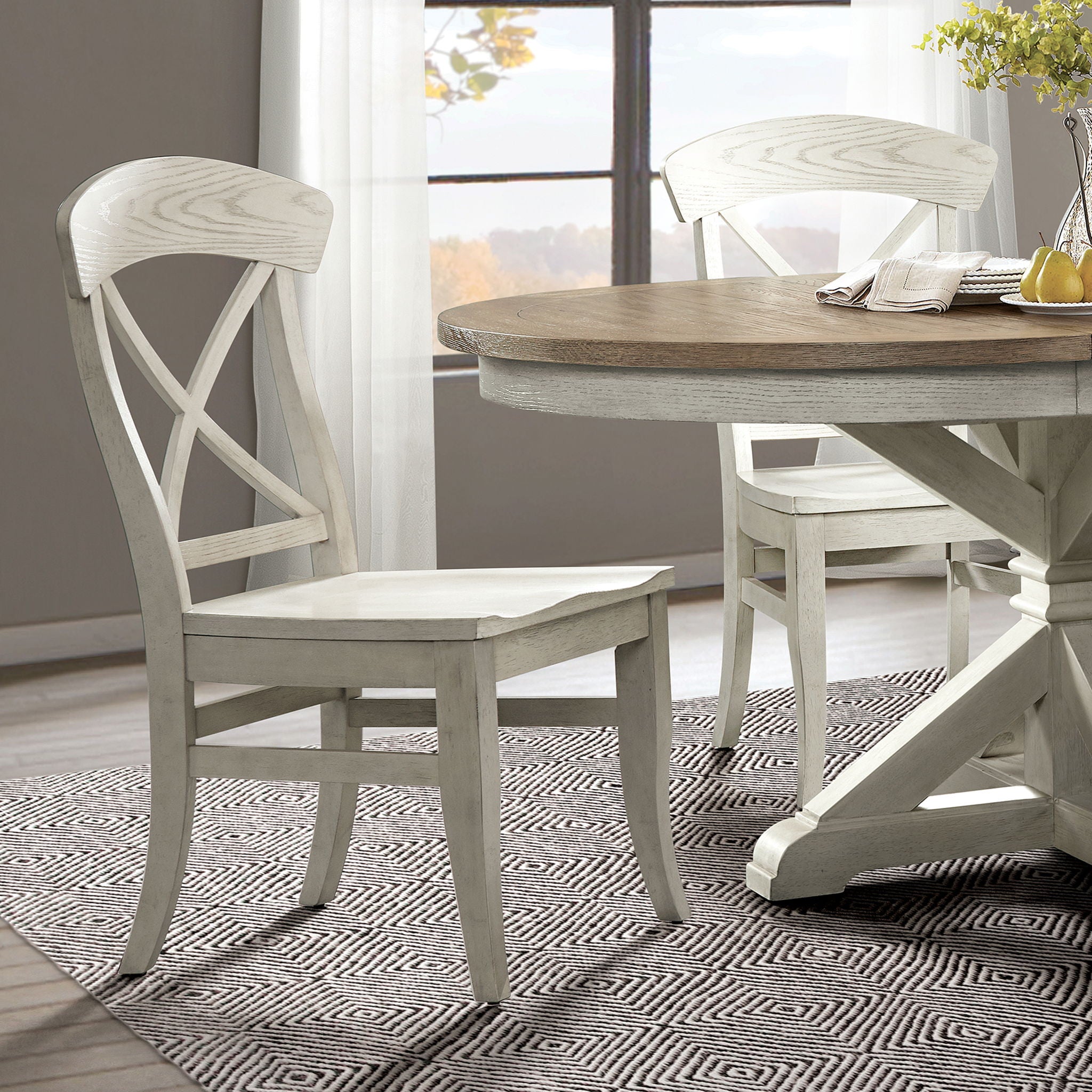 Harola - Cross-Back Dining Side Chairs In (Set of 2) - Smoky White - Best Buy Furniture