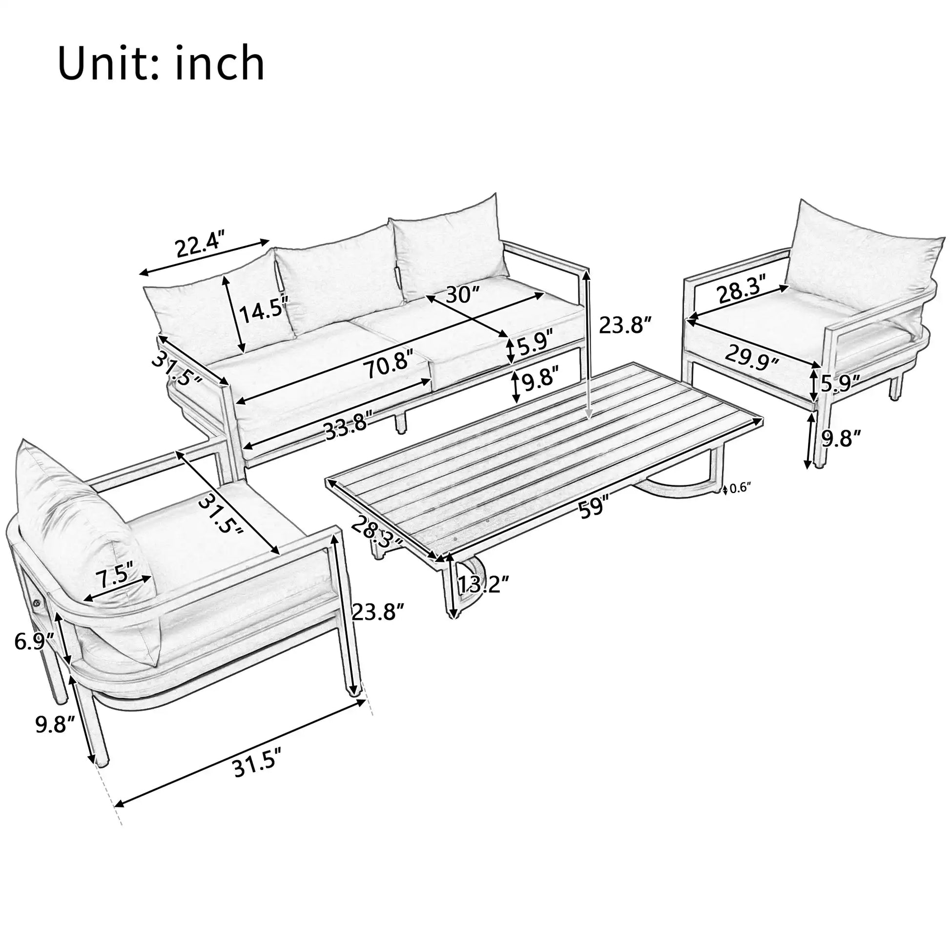 U_Style Multi-person Outdoor Steel Sofa Set, Waterproof, Anti-rust and Anti-uv, Suitable for Gardens and Lawns - Best Buy Furniture