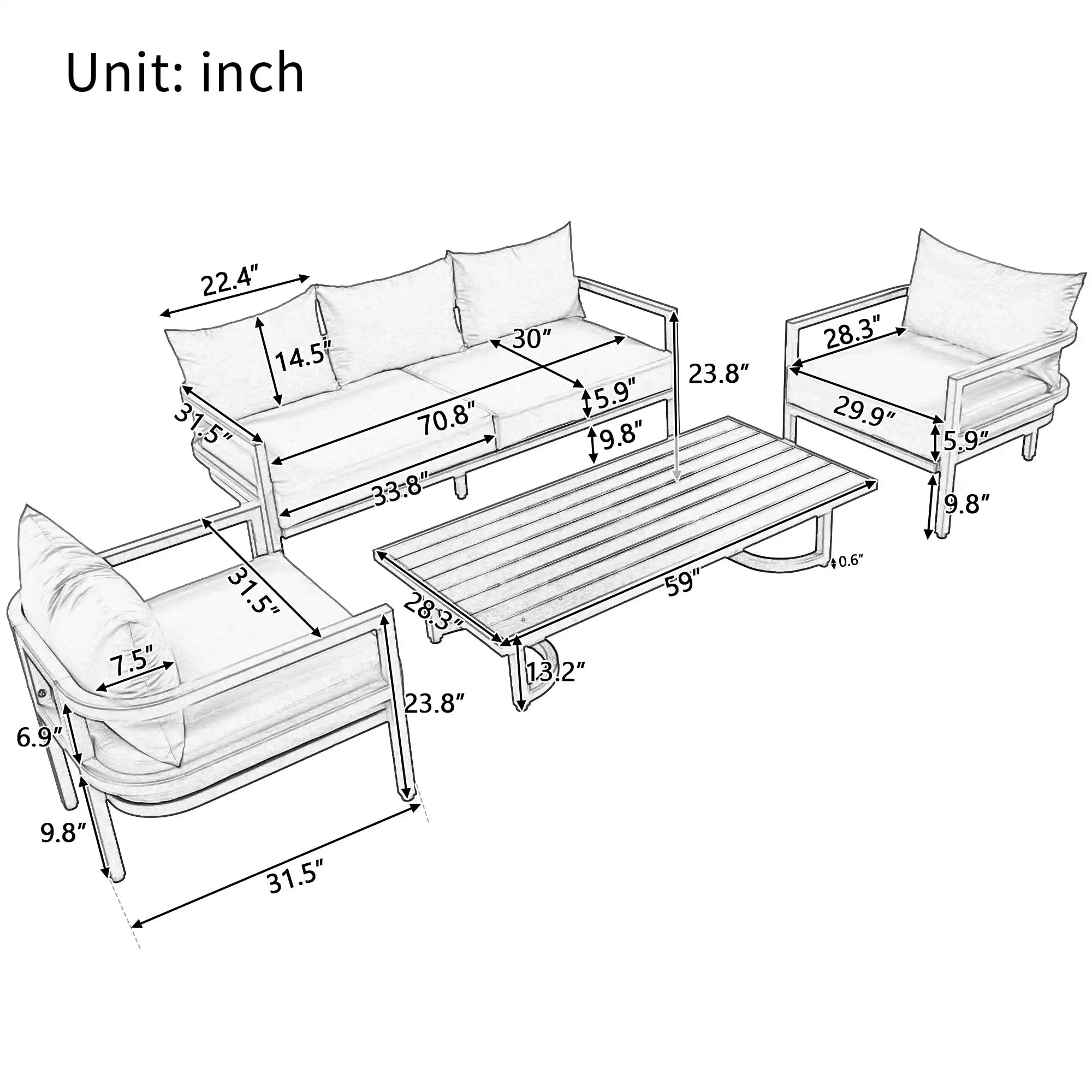 U_Style Multi-person Outdoor Steel Sofa Set, Waterproof, Anti-rust and Anti-uv, Suitable for Gardens and Lawns - Best Buy Furniture