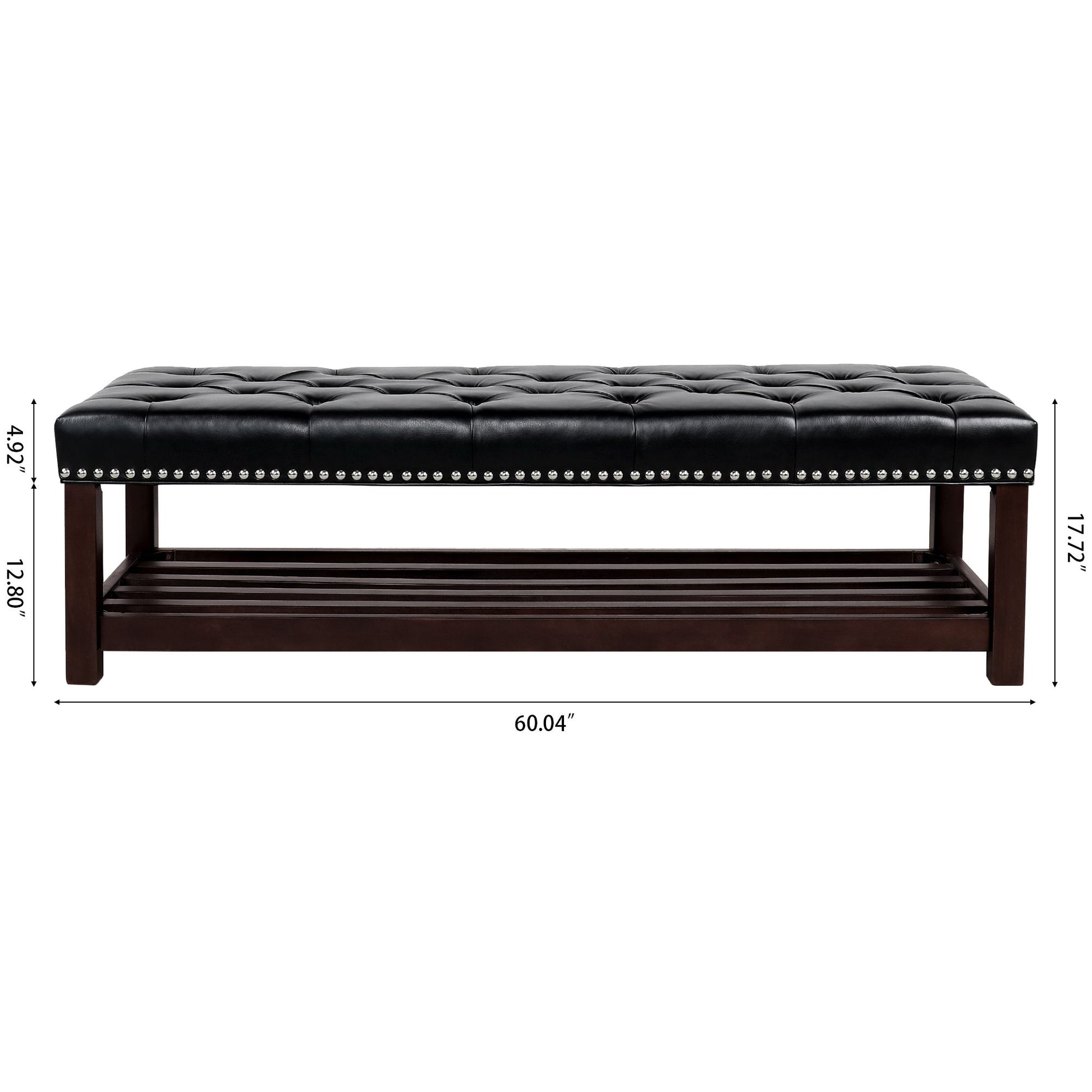 Bedroom End Of Bed Bench Tufted Upholstered End Of Bed Bench End Of Bed Entrance Shoe Bench With Nailhead Trim And Shelf Bedroom Upholstered Leather Bench Living Room Shoe Rack Footstool - Best Buy Furniture