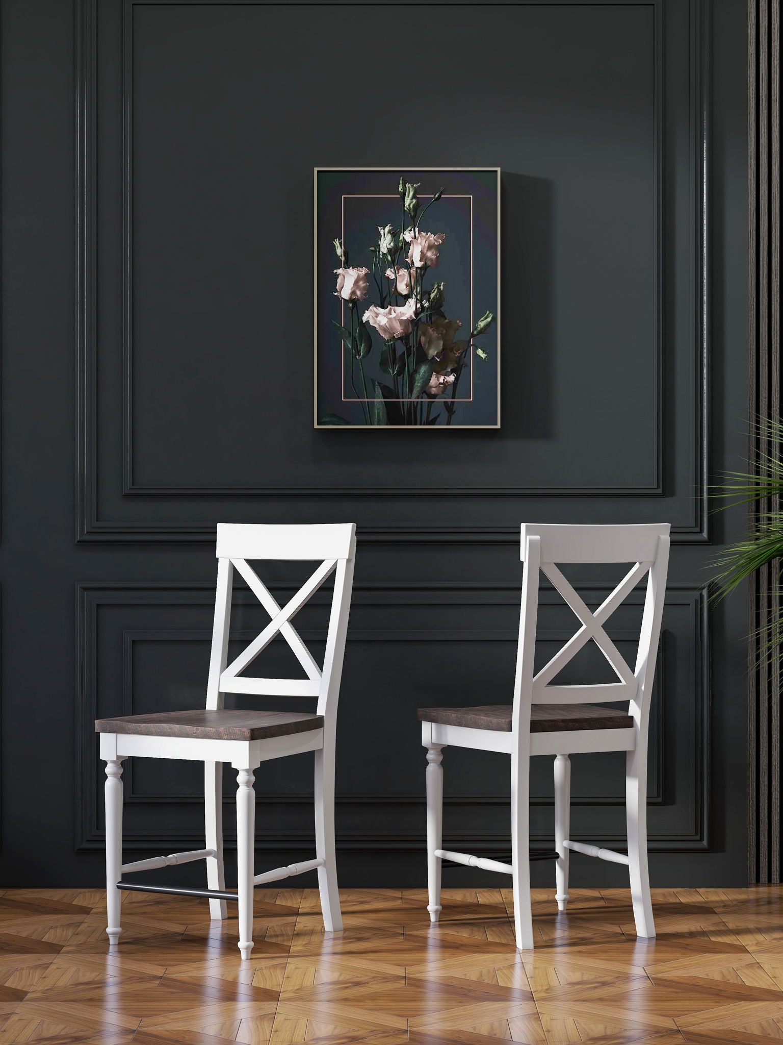 Mountina - 24" Tall Bar Stools (Set of 2) - Brown / White - Best Buy Furniture