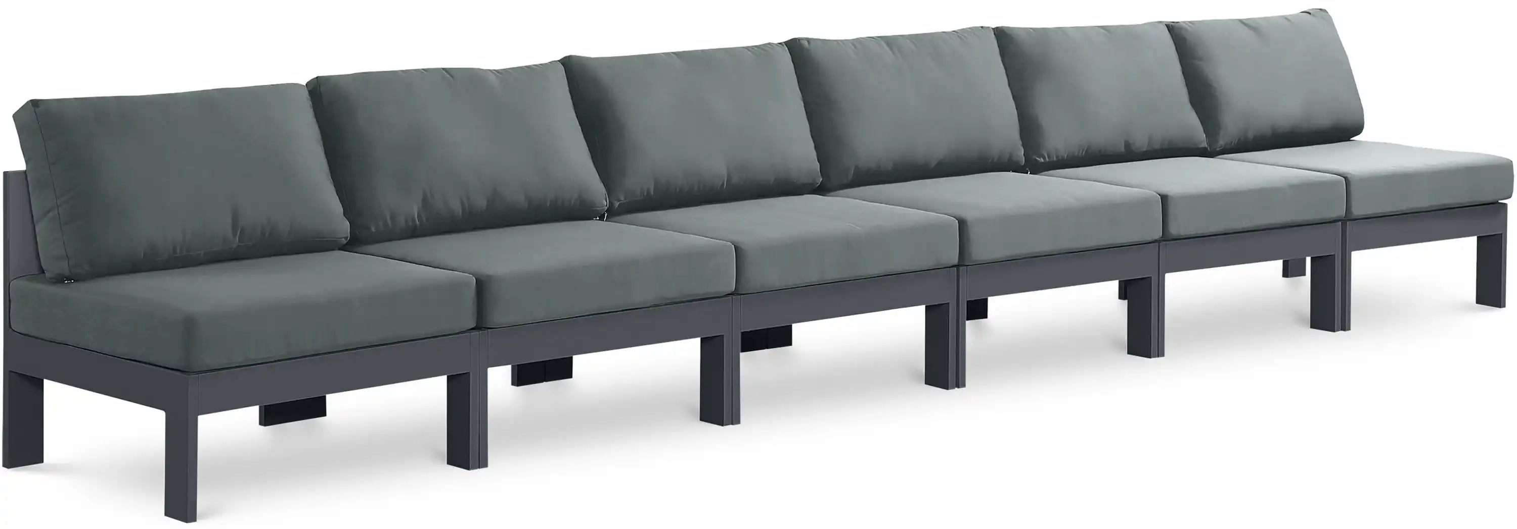 Nizuc - Outdoor Patio 6 Seat Armless Modular Sofa With Gray Frame - Best Buy Furniture