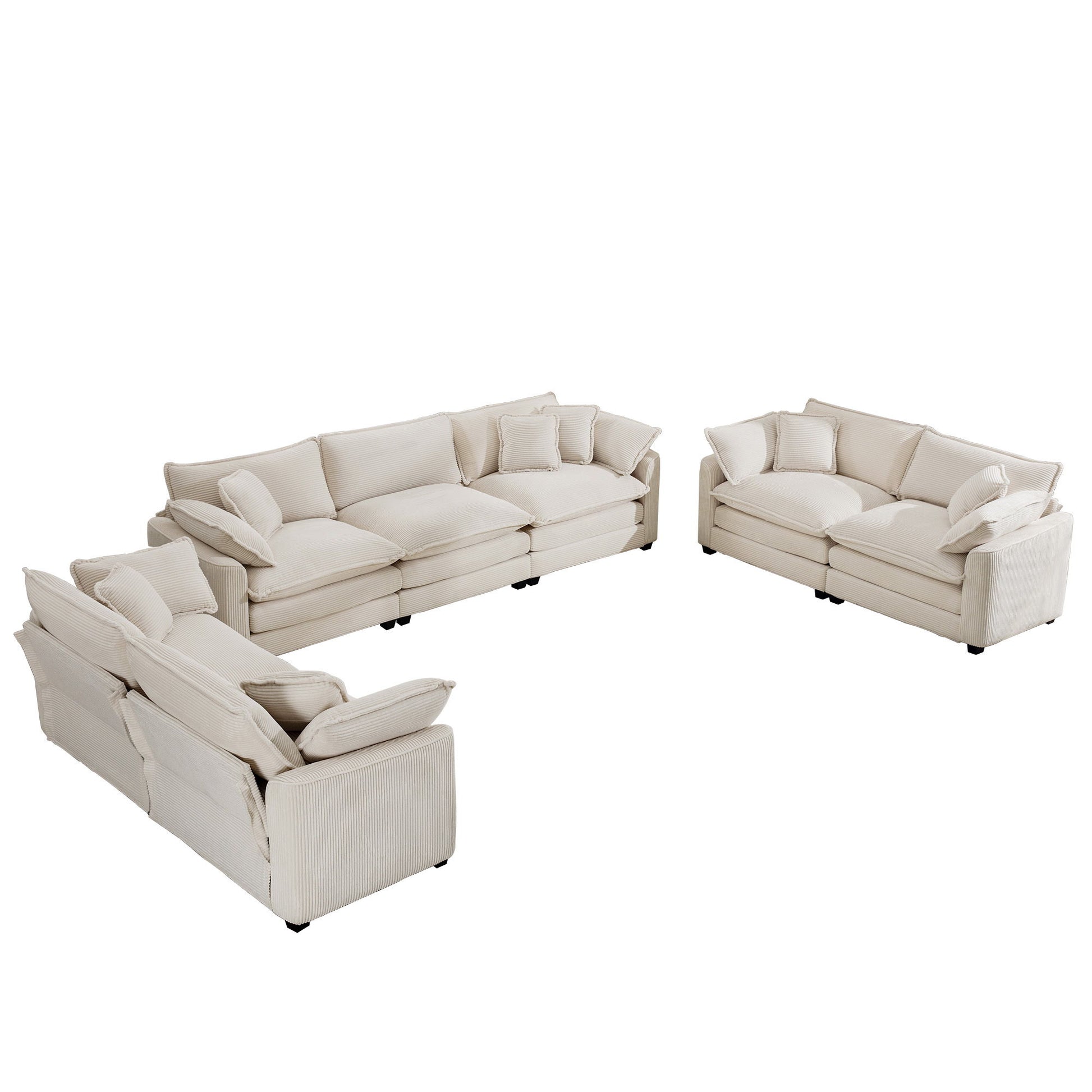 Elegant Corduroy Oversized Sectional Sofa Set With Deep Seats And Flexible Layout - Best Buy Furniture
