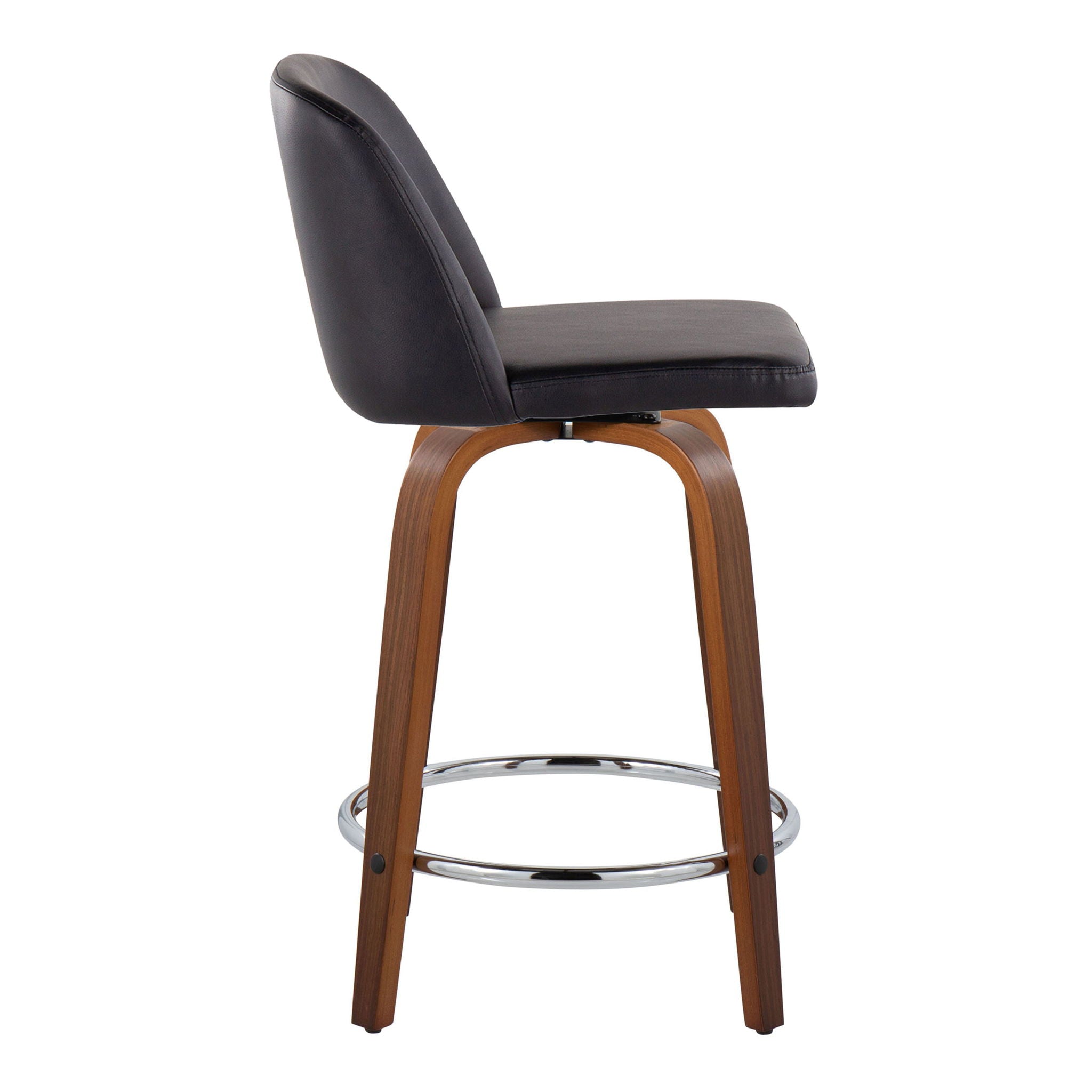 Toriano - Mid Century Modern Fixed Height Counter Stool With Swivel With Round Footrest (Set of 2) - Best Buy Furniture