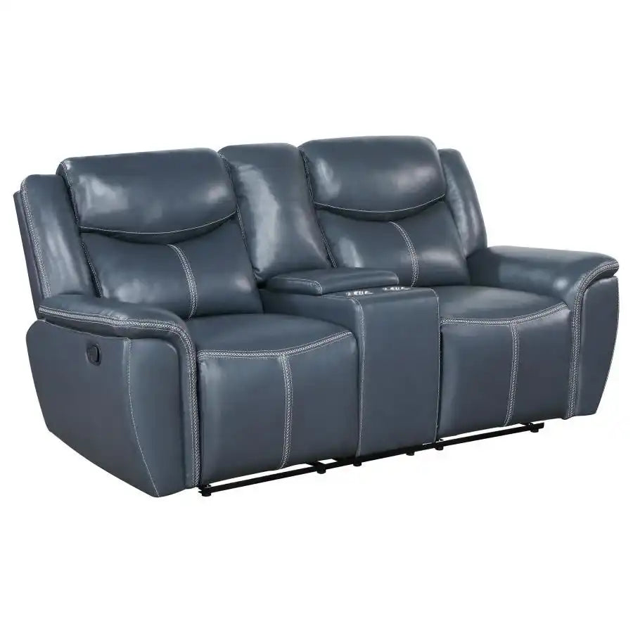 Sloane - Upholstered Padded Arm Reclining Loveseat - Blue - Best Buy Furniture