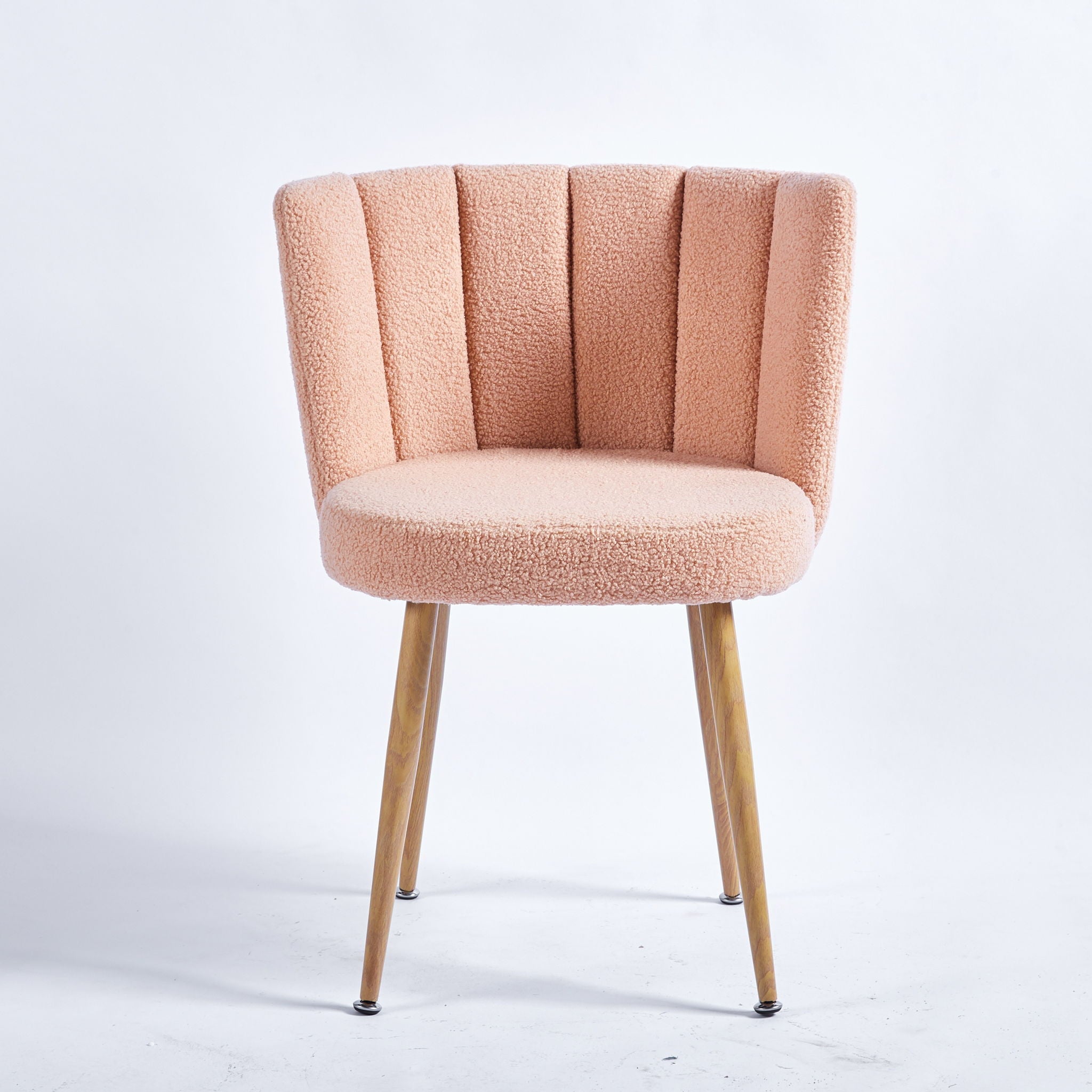 Modern Dining Chair (Set of 2) With Iron Tube Wood Color Legs, Shorthair Cushions And Comfortable Backrest, Suitable For Dining Room, Living Room, Cafe, Simple Structure - Best Buy Furniture