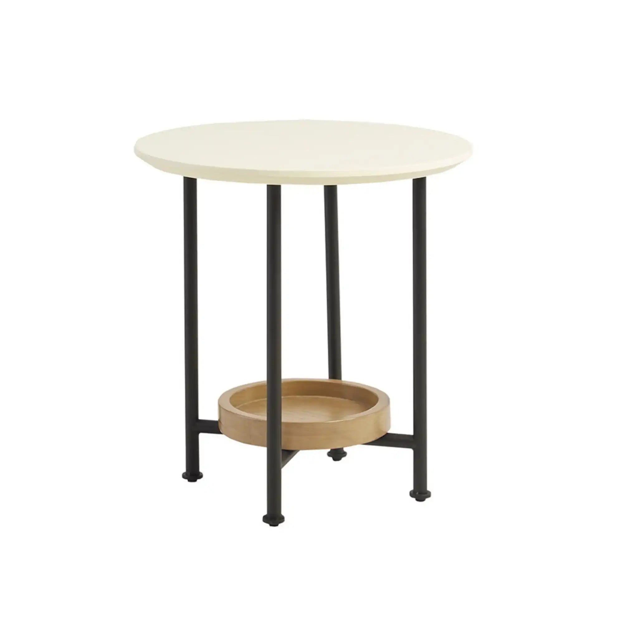Oval End Table With Metal Legs - White / Natural - Best Buy Furniture
