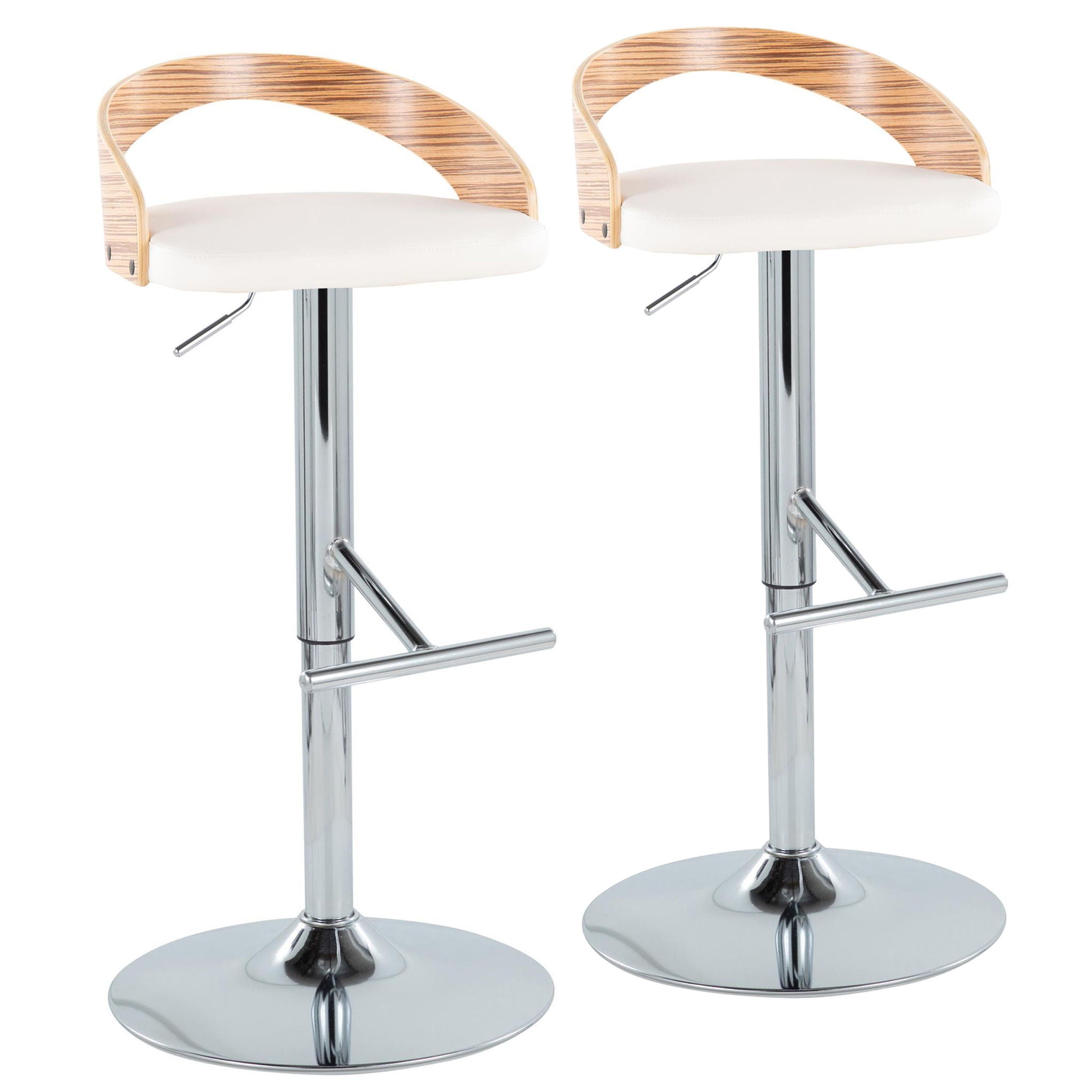 Grotto - Contemporary Adjustable Height Barstool With Swivel With Straight T Footrest (Set of 2) - Best Buy Furniture